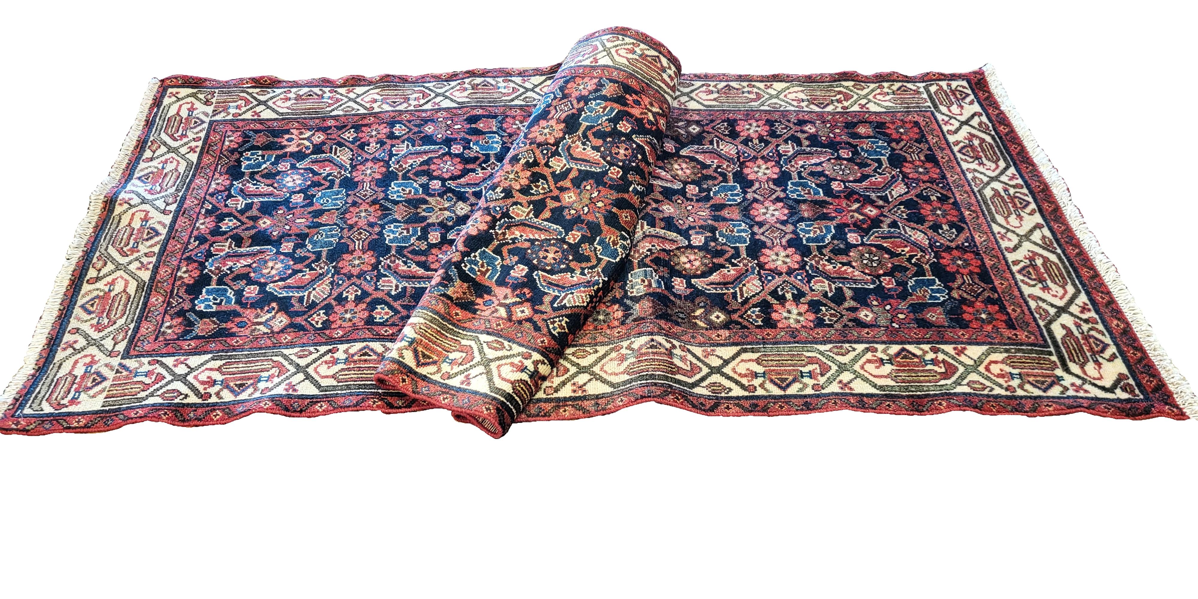 Wool Antique Persian Malayer - Tribal Runner - Mahi Design For Sale