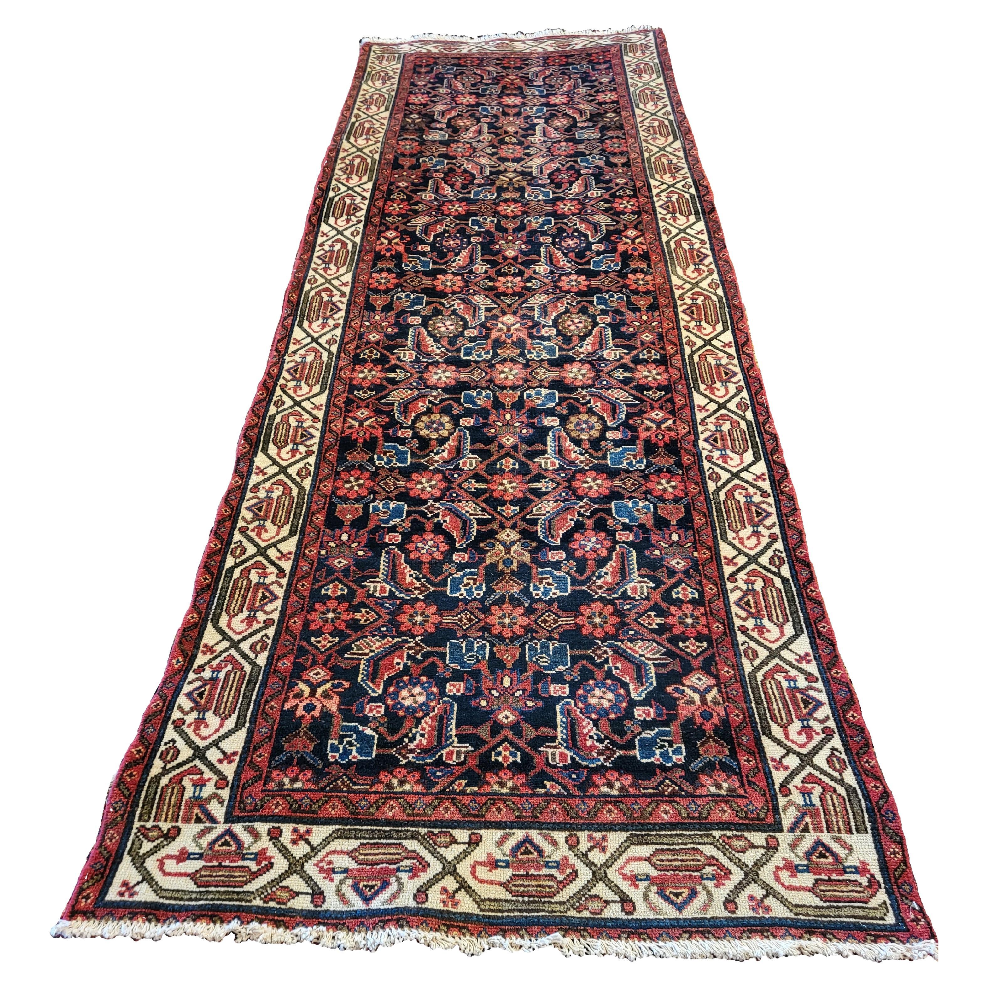 Antique Persian Malayer - Tribal Runner - Mahi Design For Sale