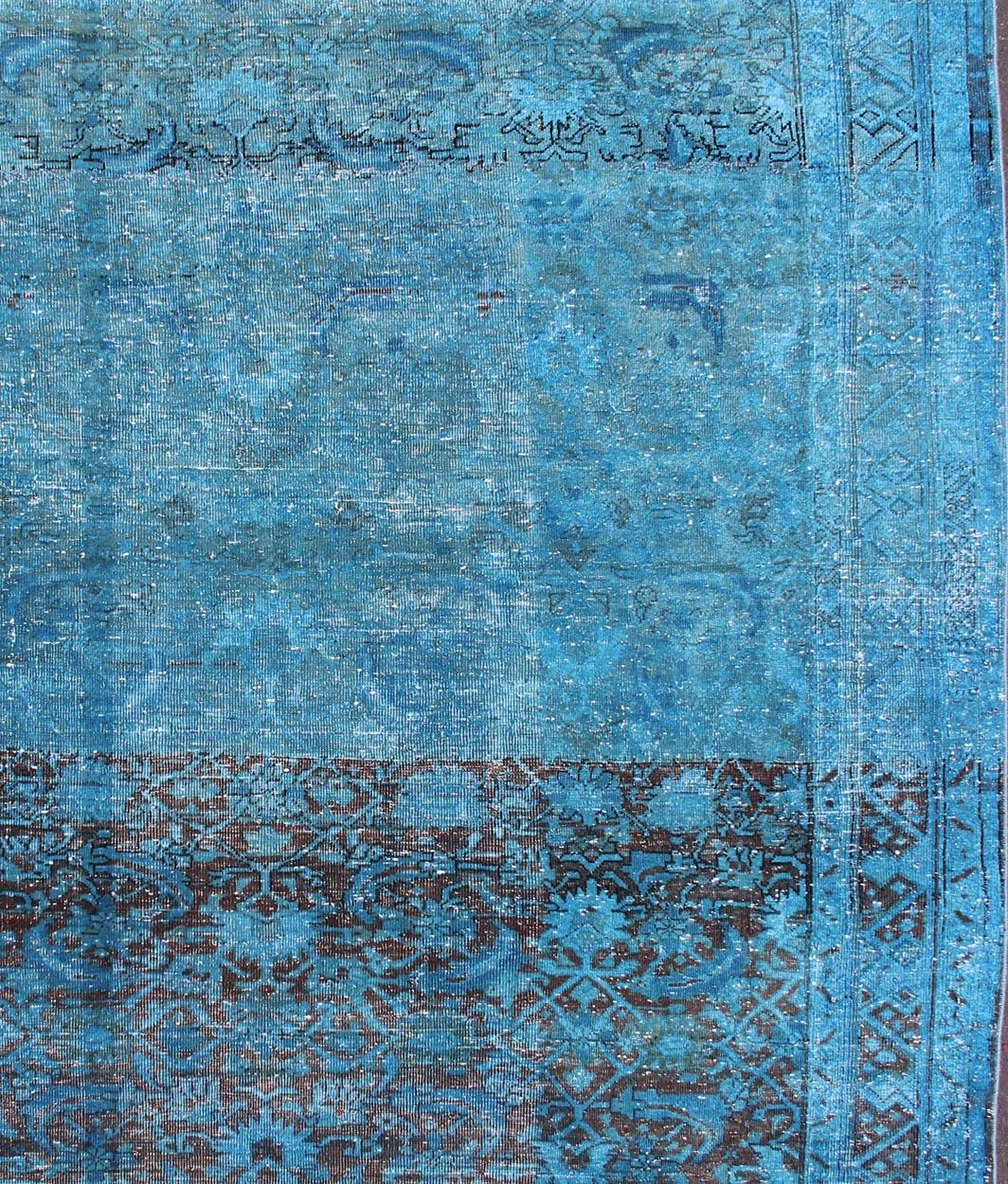 Antique Persian Malayer with All-Over Design in Blue Tones In Good Condition For Sale In Atlanta, GA