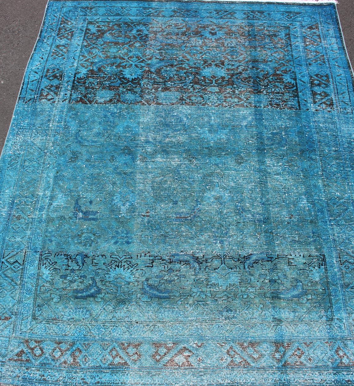 Antique Persian Malayer with All-Over Design in Blue Tones For Sale 2