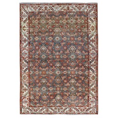 Antique Persian Malayer with All-Over Design in Red, Olive, and Blue