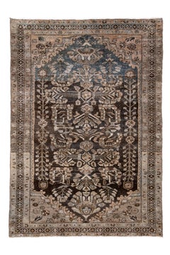 Antique Persian Malayer with Graphic Botanical Pattern