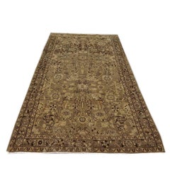 Antique Persian Malayer Wool 5x10 Ivory, Taupe & Black Handmade Gallery Rug