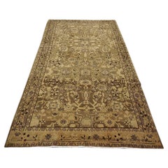 Antique Persian Malayer Wool 5x10 Ivory, Taupe & Black Handmade Gallery Rug