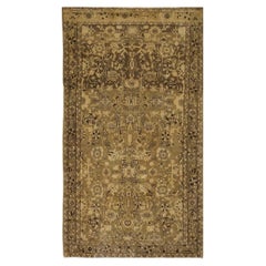 Antique Persian Malayer Wool 5x10 Ivory, Taupe & Black Handmade Gallery Rug