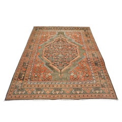 Antique Persian Malayer Wool 6x8 Rust, Ivory & Olive Green Handmade Area Rug