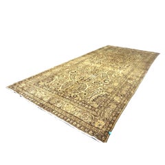 Antique Persian Malayer Wool 7x14 Tan, Brown & Taupe Handmade Gallery Rug