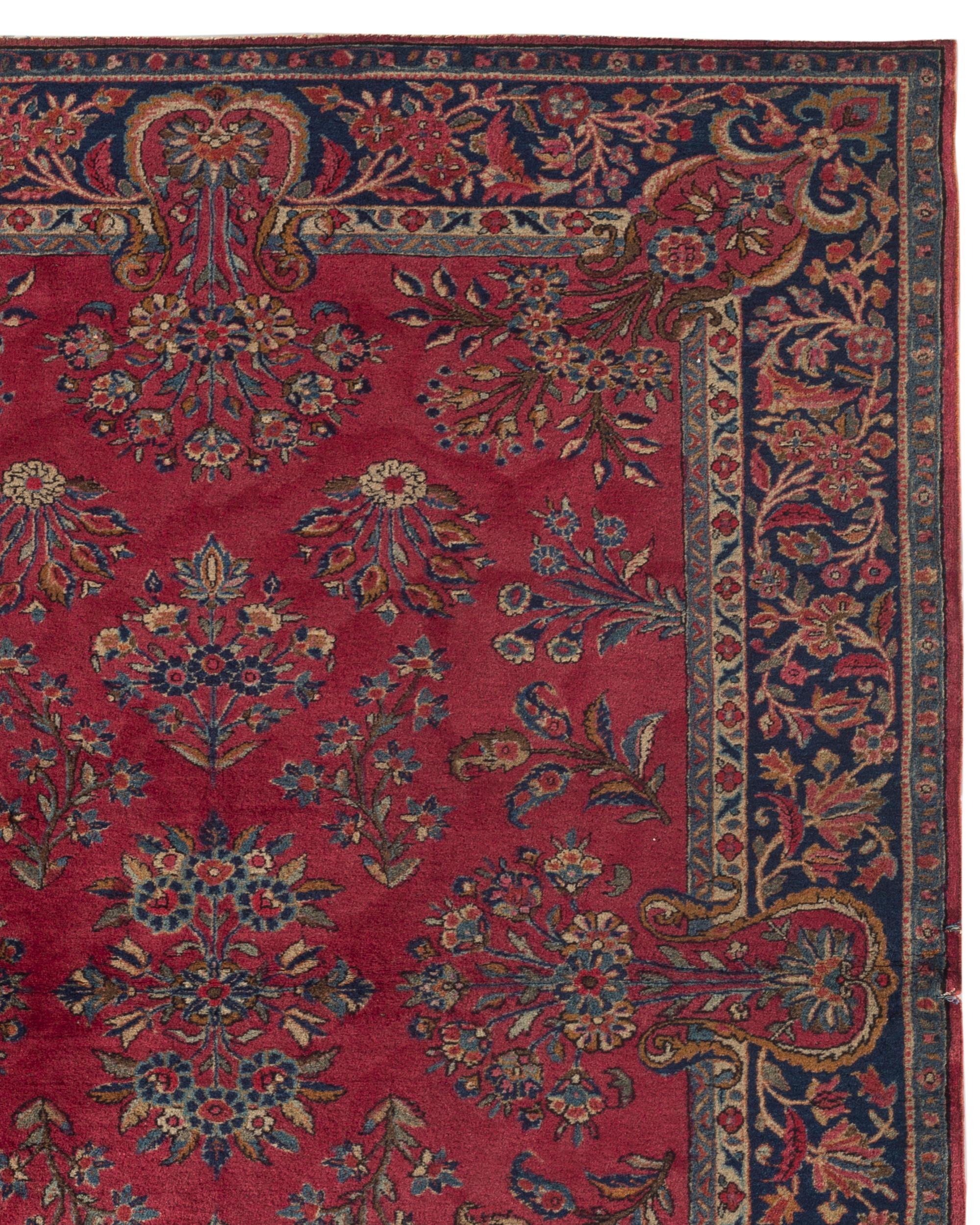 Hand-Woven Antique Persian Manchester Kashan, circa 1900 For Sale