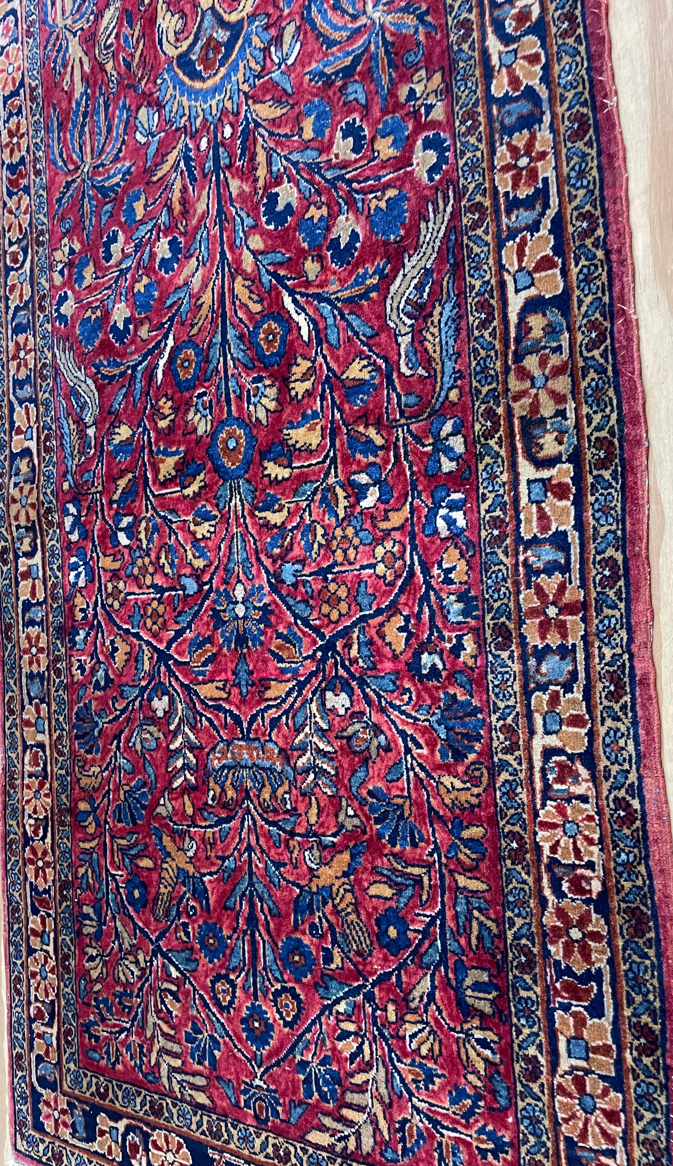 Hand-Knotted Antique Persian Manchester Kashan Rug, Tree Of Life For Sale