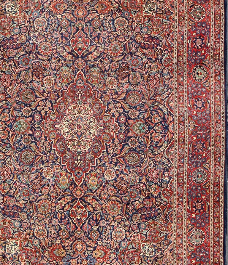 Antique Persian Fine Manchester Classic Kashan rug with Medallion