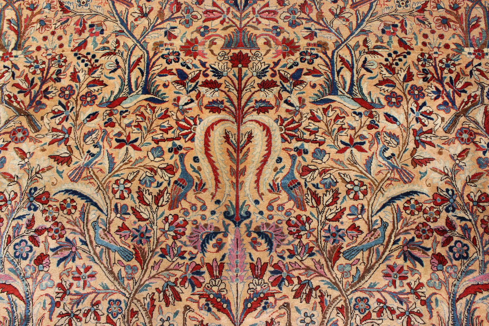 Antique Persian Fine Manchester Kashan Rug with Forest Garden Design For Sale 3