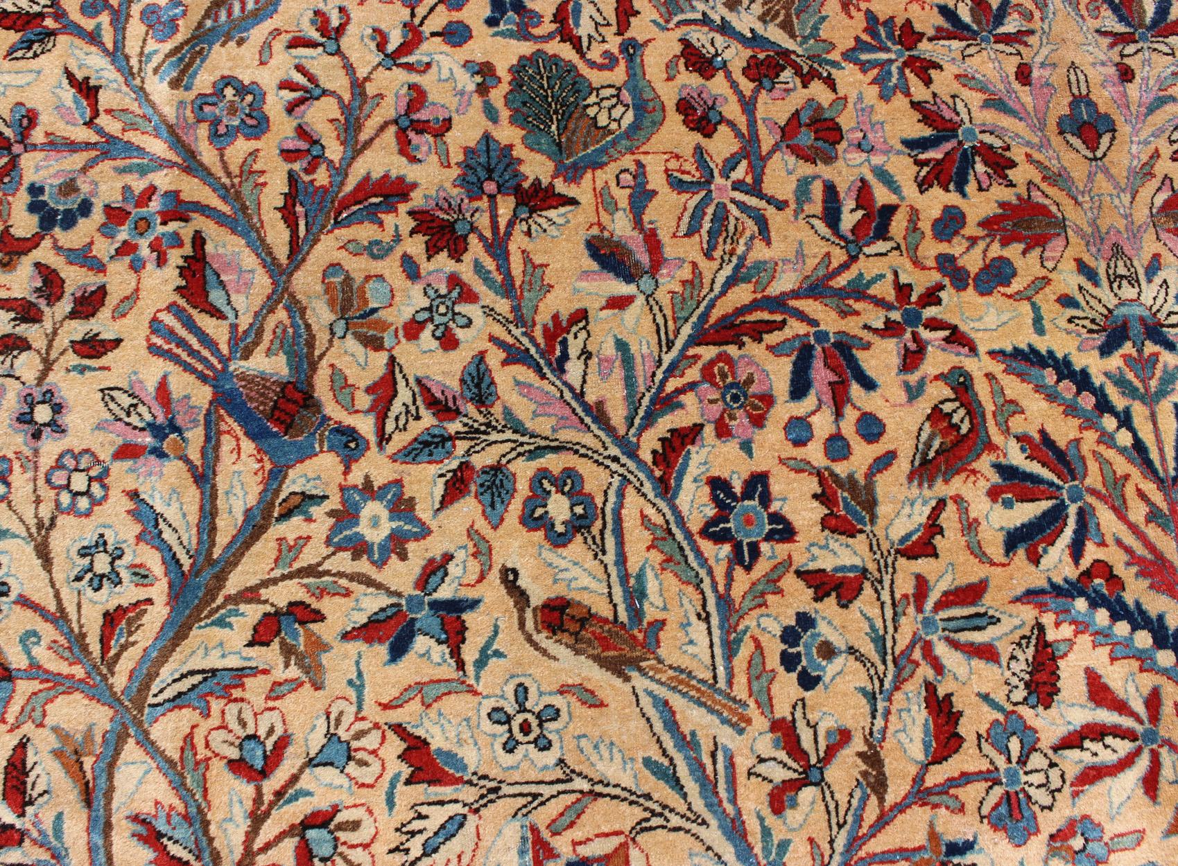 20th Century Antique Persian Fine Manchester Kashan Rug with Forest Garden Design For Sale