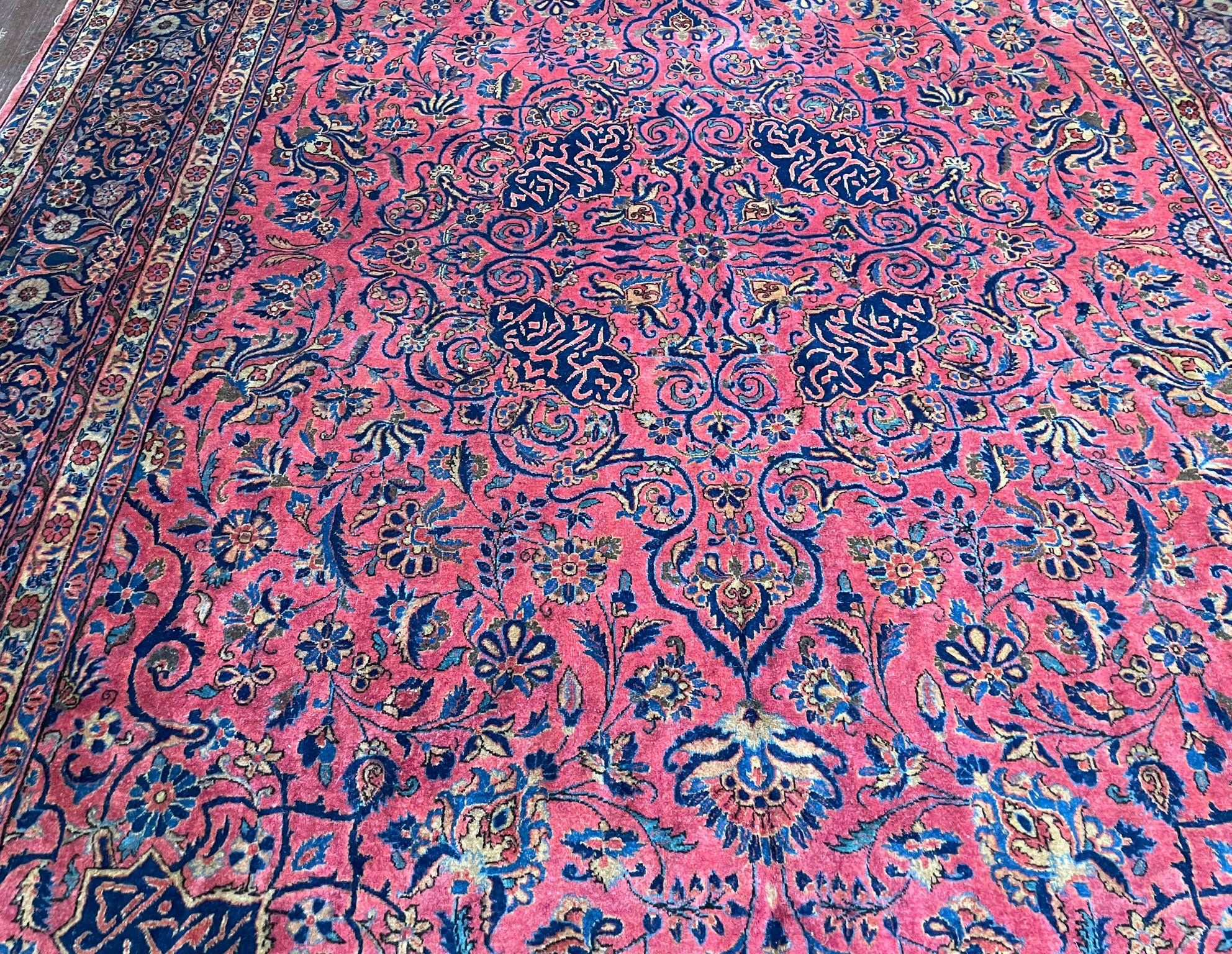 Antique Persian Manchester Kashan, Signed In Excellent Condition For Sale In Evanston, IL