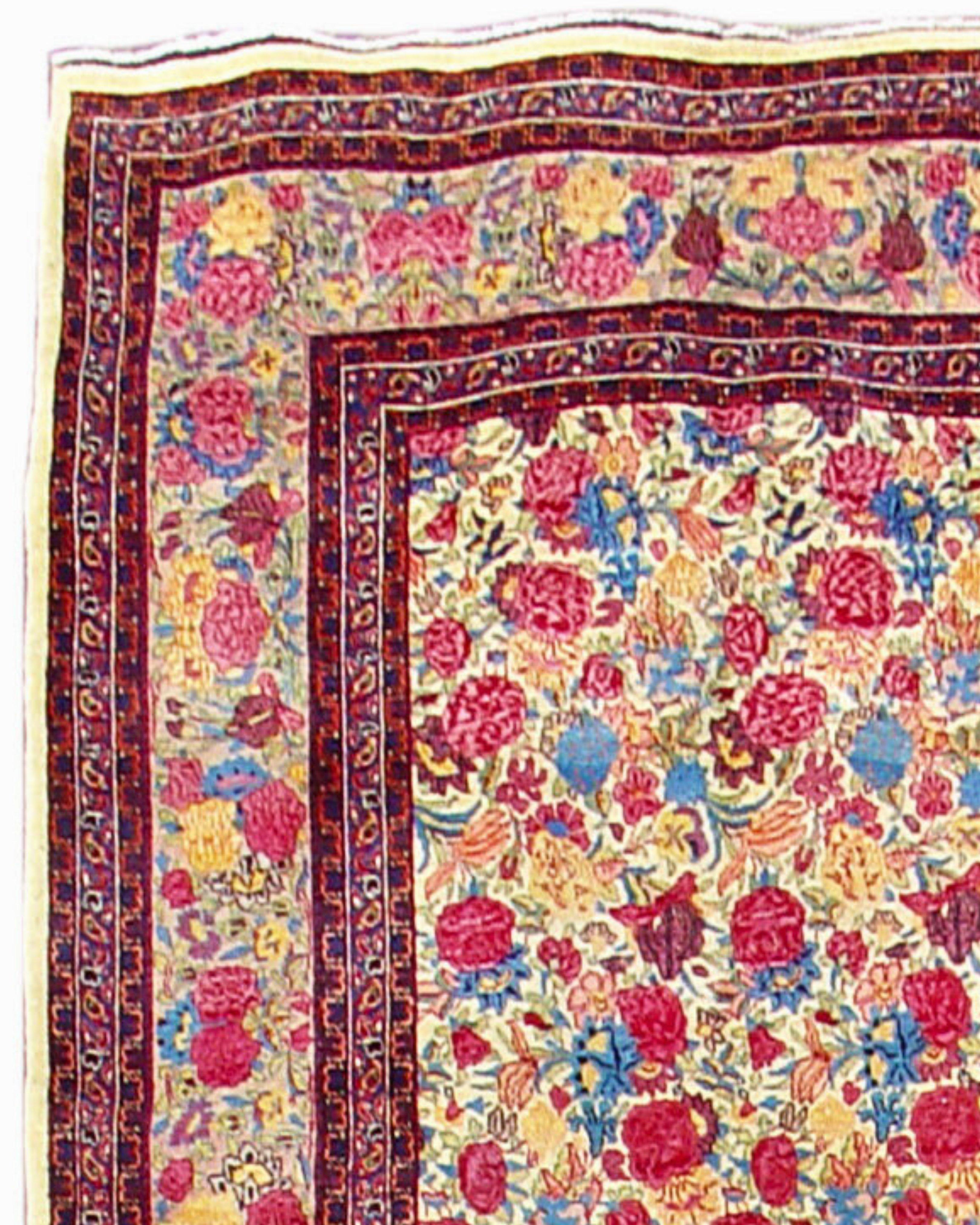 Hand-Knotted Antique Persian Mashad Carpet, 19th Century For Sale