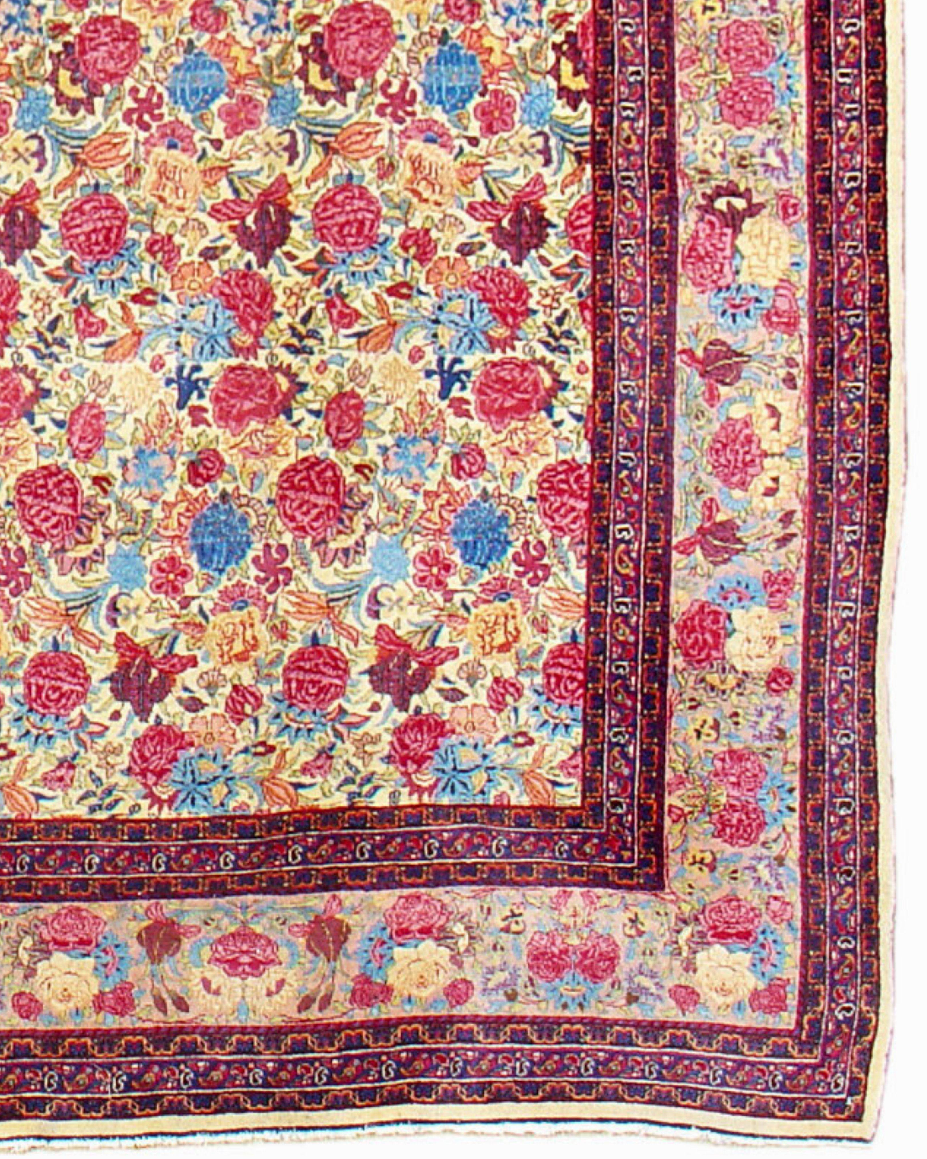 Wool Antique Persian Mashad Carpet, 19th Century For Sale