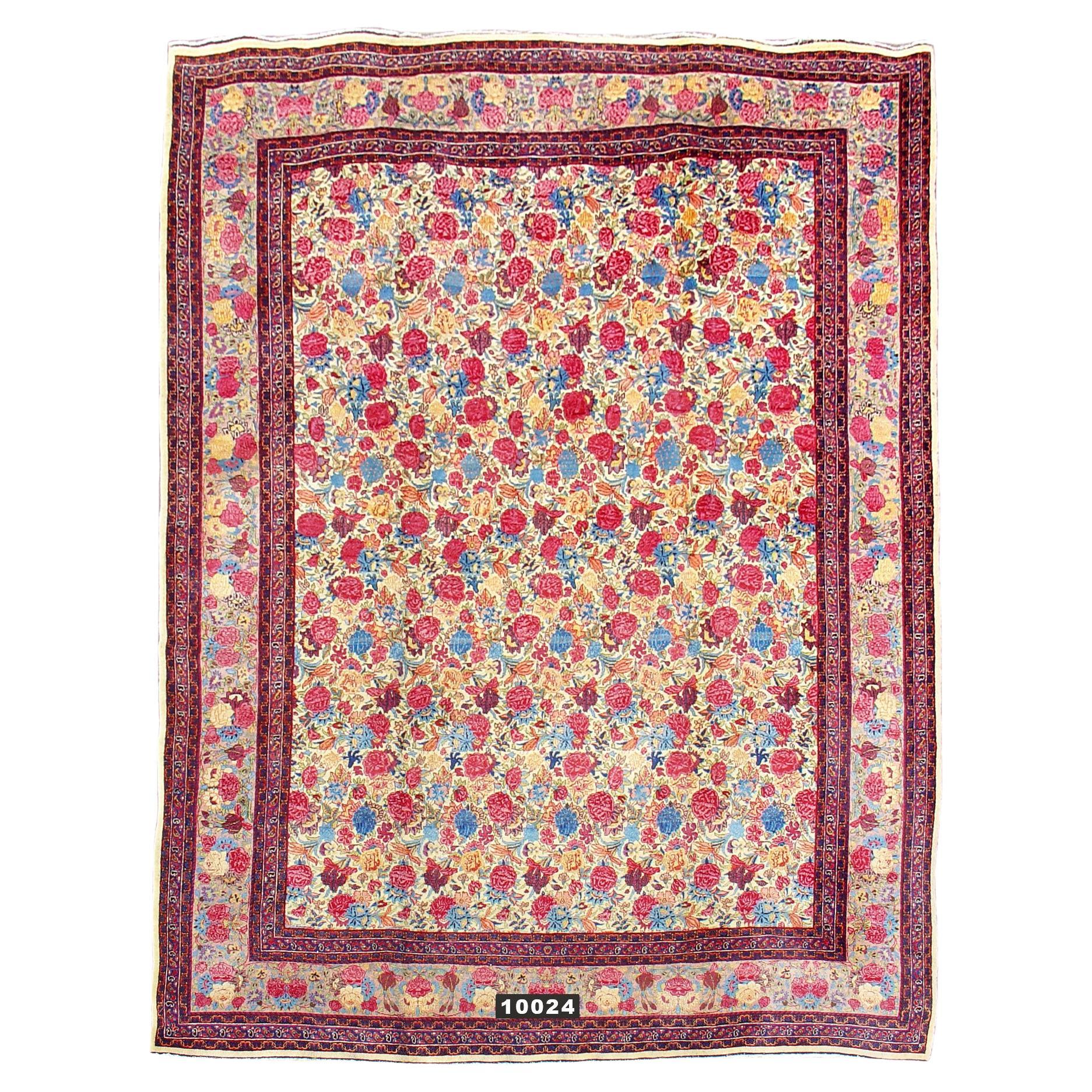 Antique Persian Mashad Carpet, 19th Century