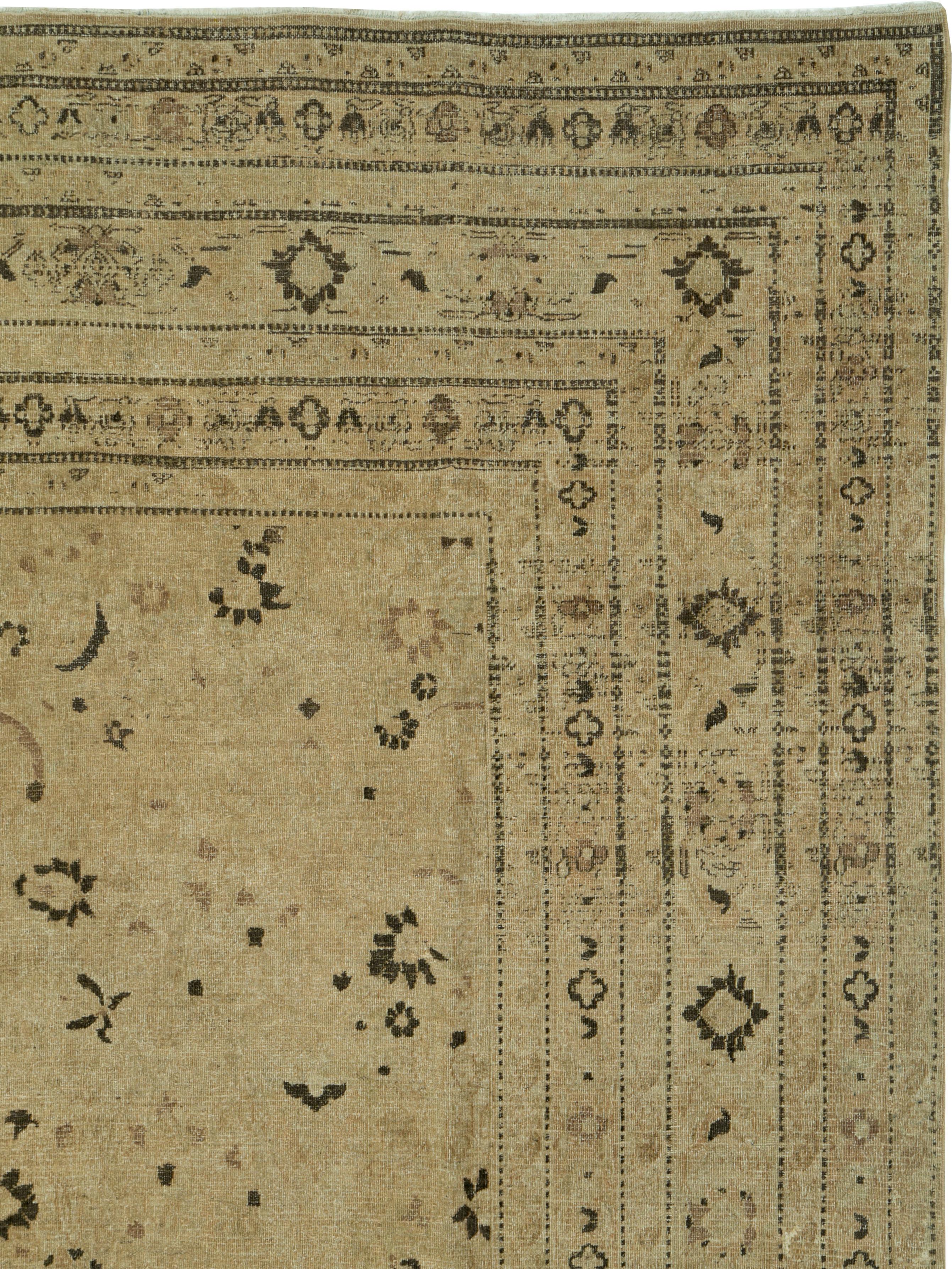 Hand-Knotted Antique Persian Mashad Carpet