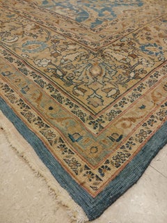 Antique Persian Mashad Carpet, Handmade Oriental Rug, Soft, Taupe, Lt Blue Beige