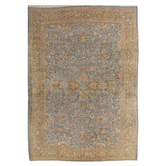Antiker persischer Mashad-Teppich, handgefertigter orientalischer Teppich, weich, taupefarben, Lt Blau Beige