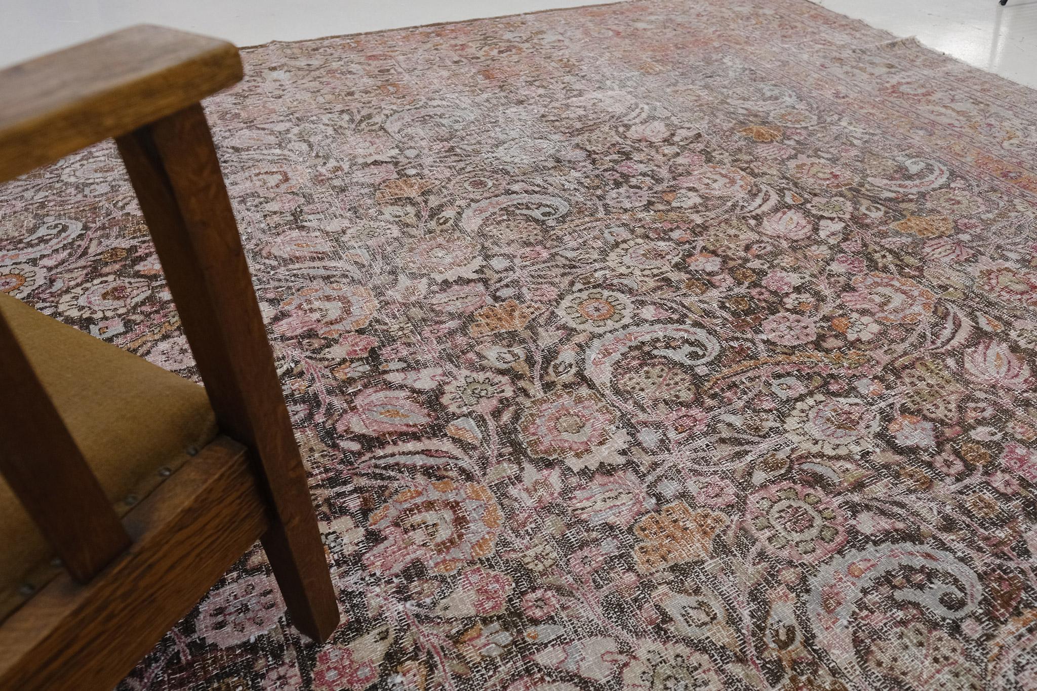 Hand-Knotted Antique Persian Mashad For Sale