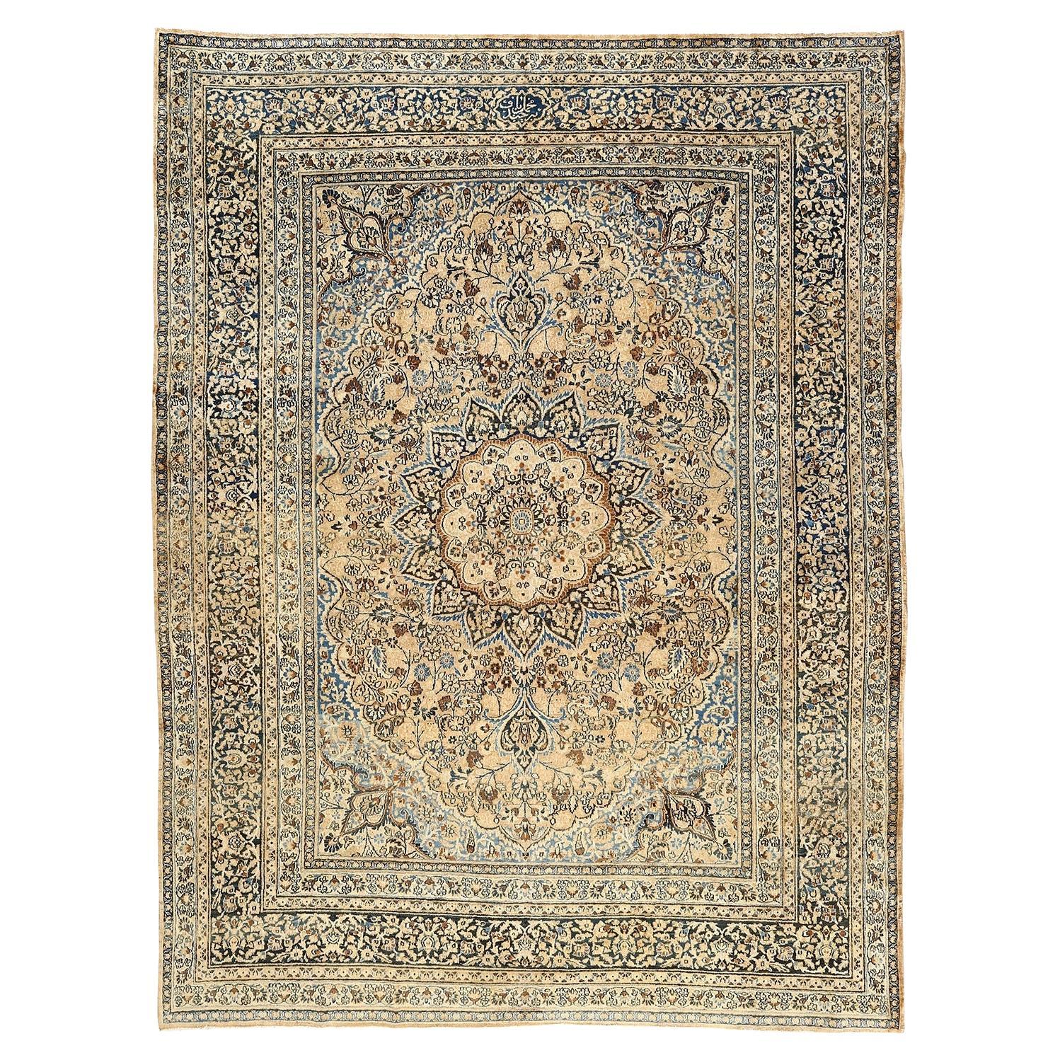 Alfombra Persa Antigua Mashad Makhmal Baf - Tamaño: 11'6 X 9'2 en venta