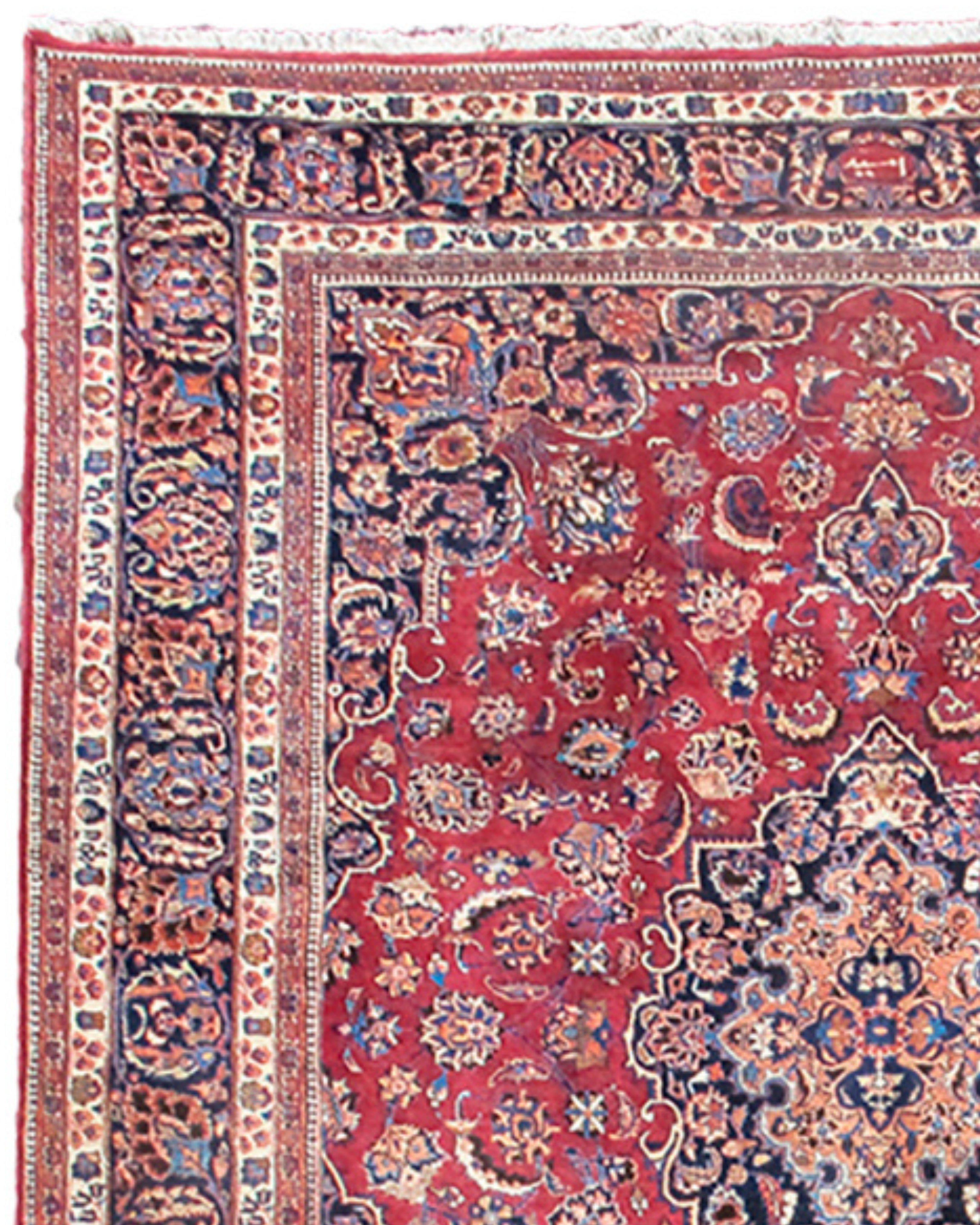 Hand-Knotted Antique Persian Mashad Rug, c. 1900 For Sale