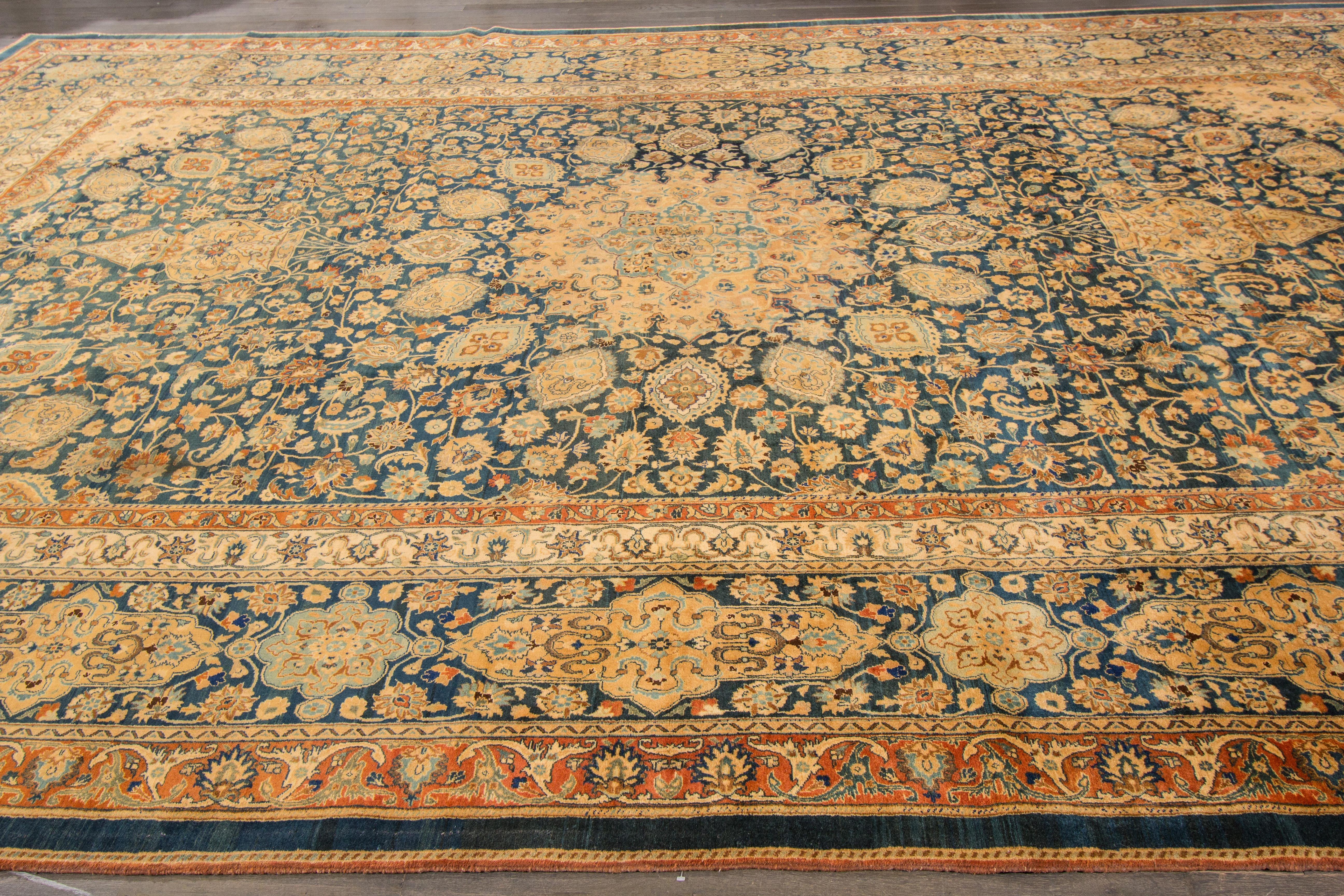 Early 20th Century Antique Persian Mashad Rug For Sale