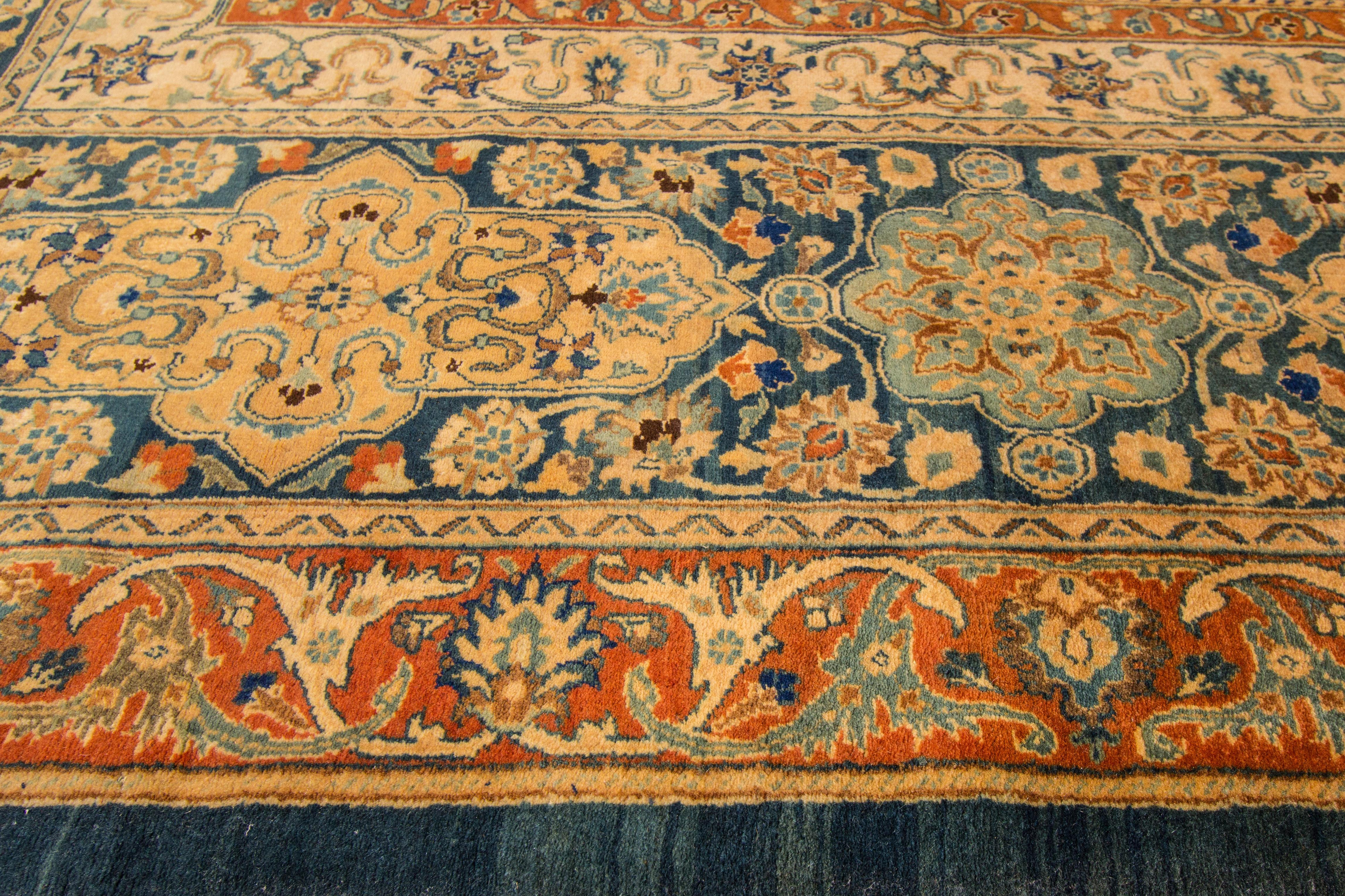 Wool Antique Persian Mashad Rug For Sale