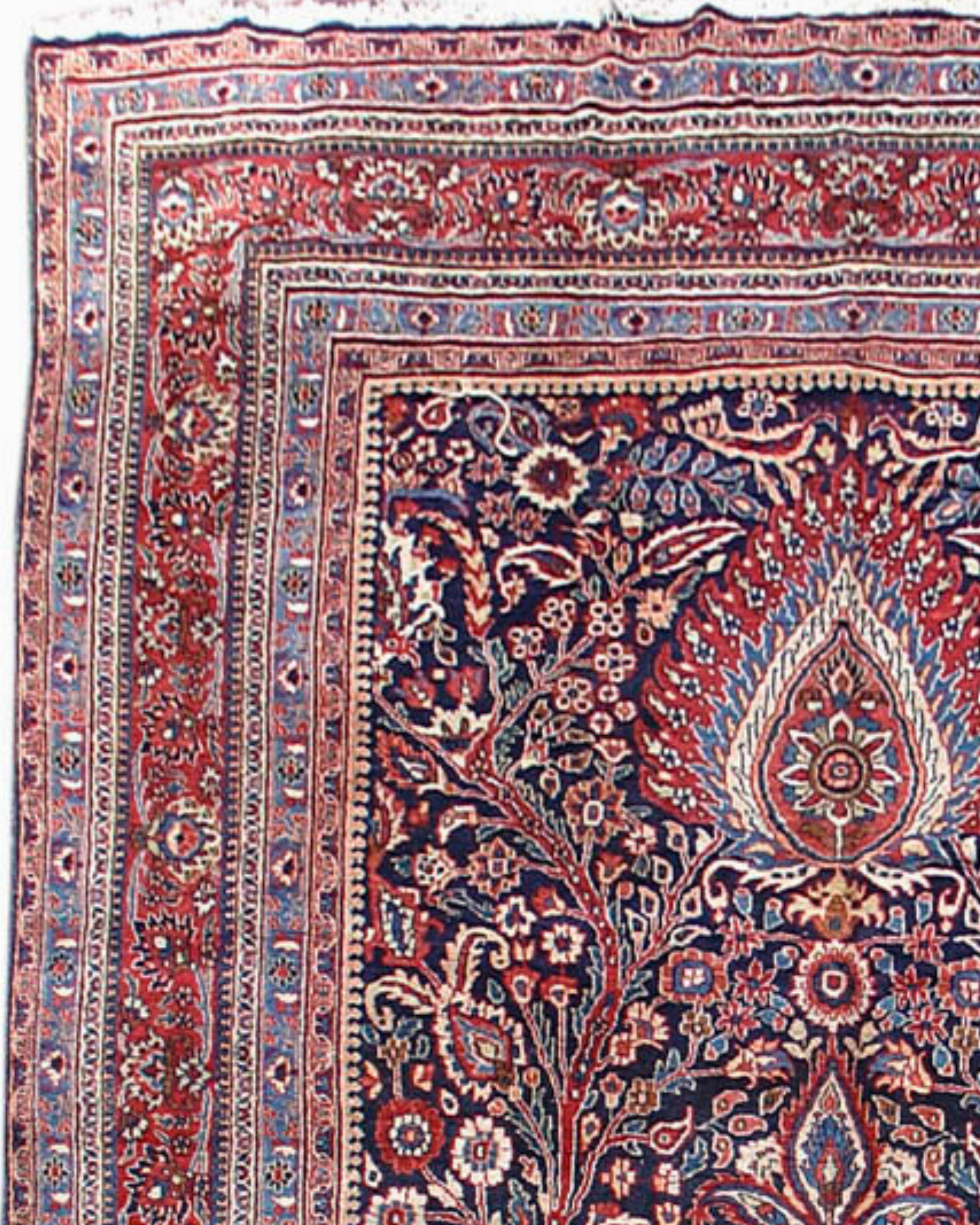 Hand-Woven Antique Persian Mashad Rug, Mid-20th Century For Sale