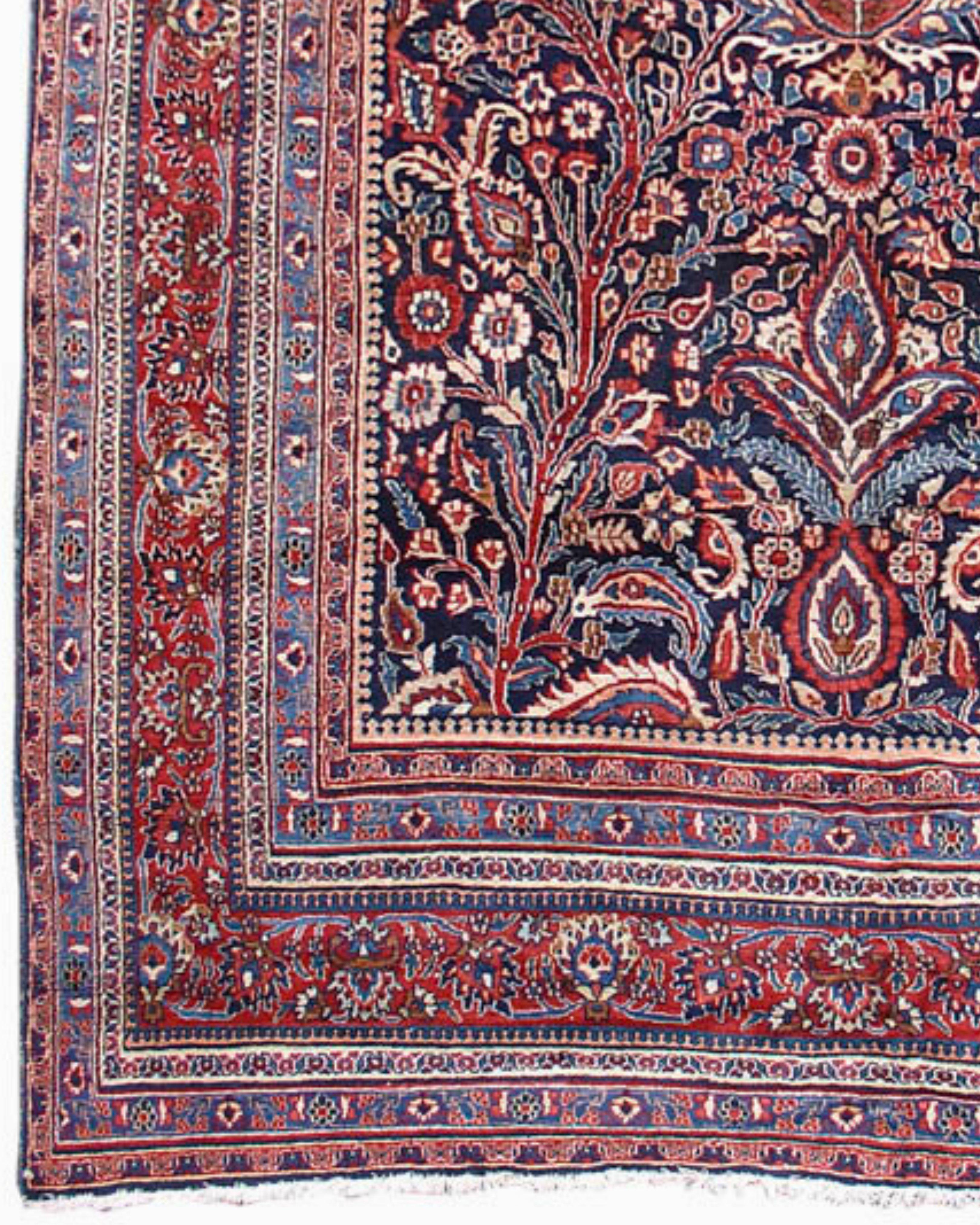 Antique Persian Mashad Rug, Mid-20th Century In Excellent Condition For Sale In San Francisco, CA