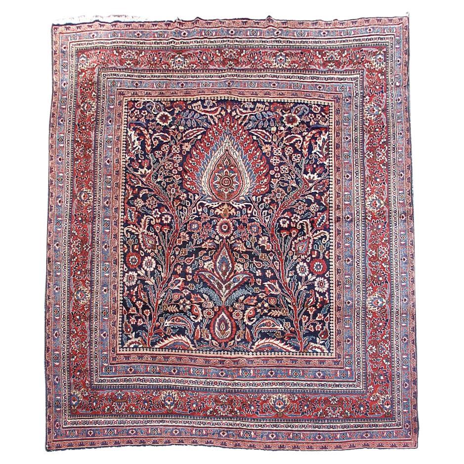 Antique Persian Mashad Rug, Mid-20th Century