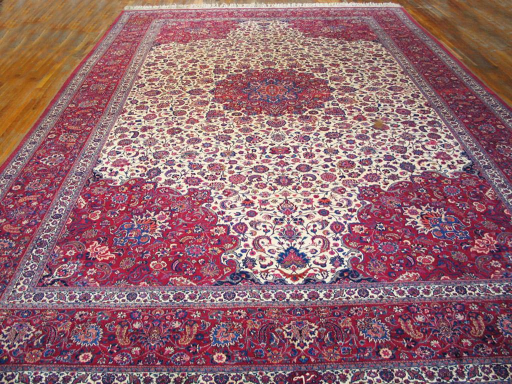 Wool Antique Persian Mashad, Sabeer Rug For Sale