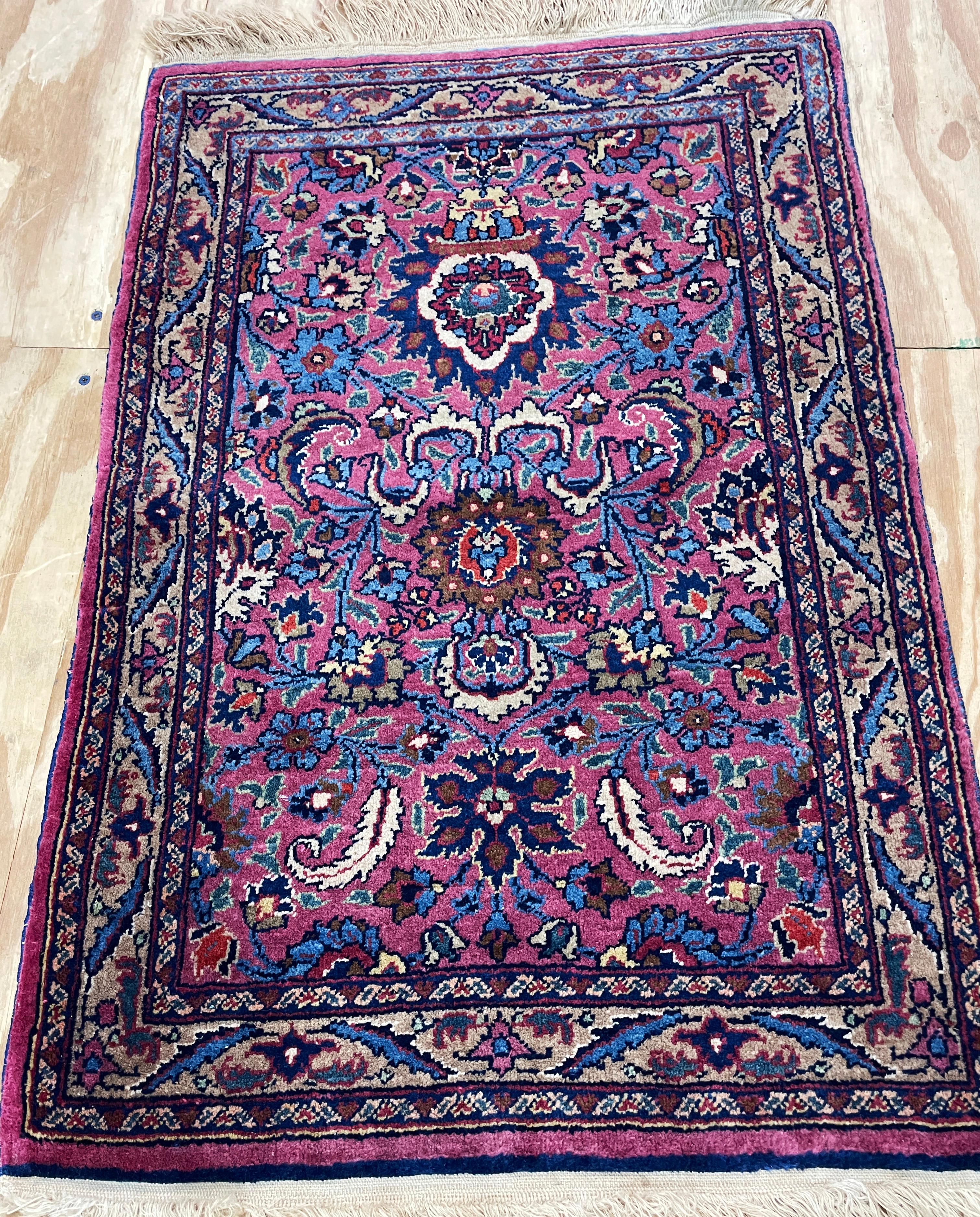 Wool Antique Persian Mashhad Amogli Rug, Rare For Sale