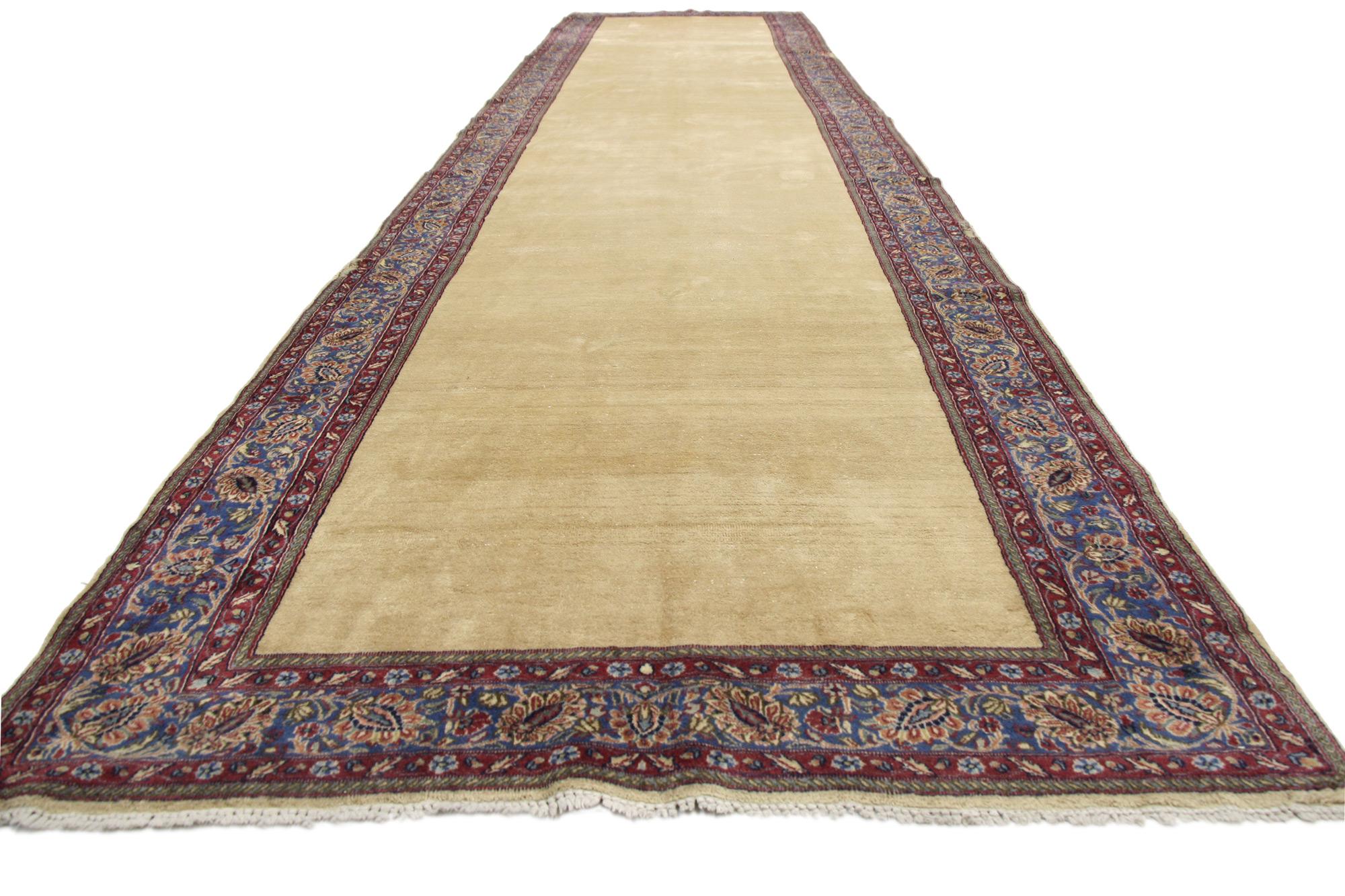 Victorian Antique Persian Mashhad Gallery Rug, Extra-Long Hotel Size Aisle Runner For Sale