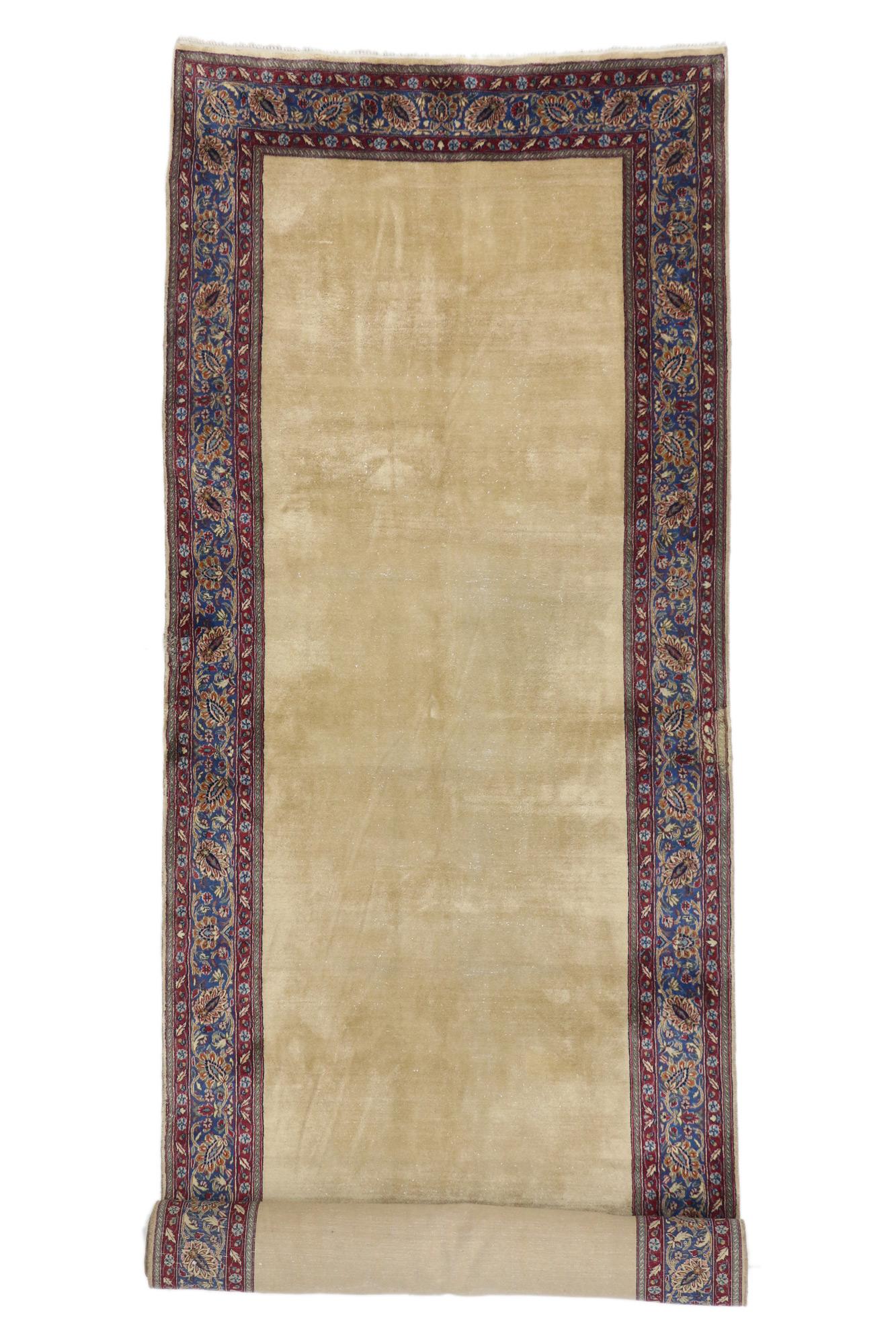 Antique Persian Mashhad Gallery Rug, Extra-Long Hotel Size Aisle Runner For Sale 1