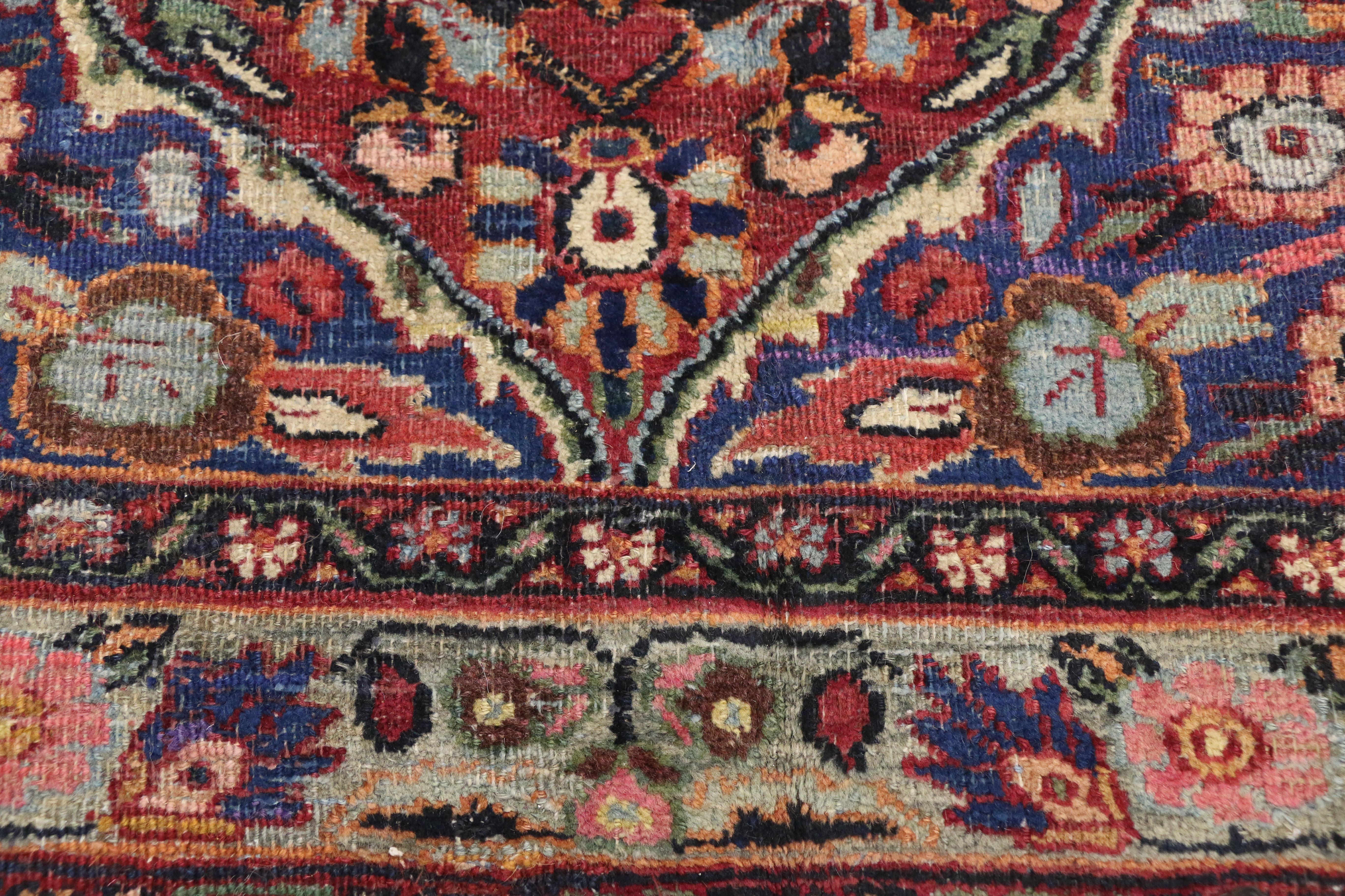 Hand-Knotted Antique Persian Mashhad Rug, 10'05 X 17'02 For Sale