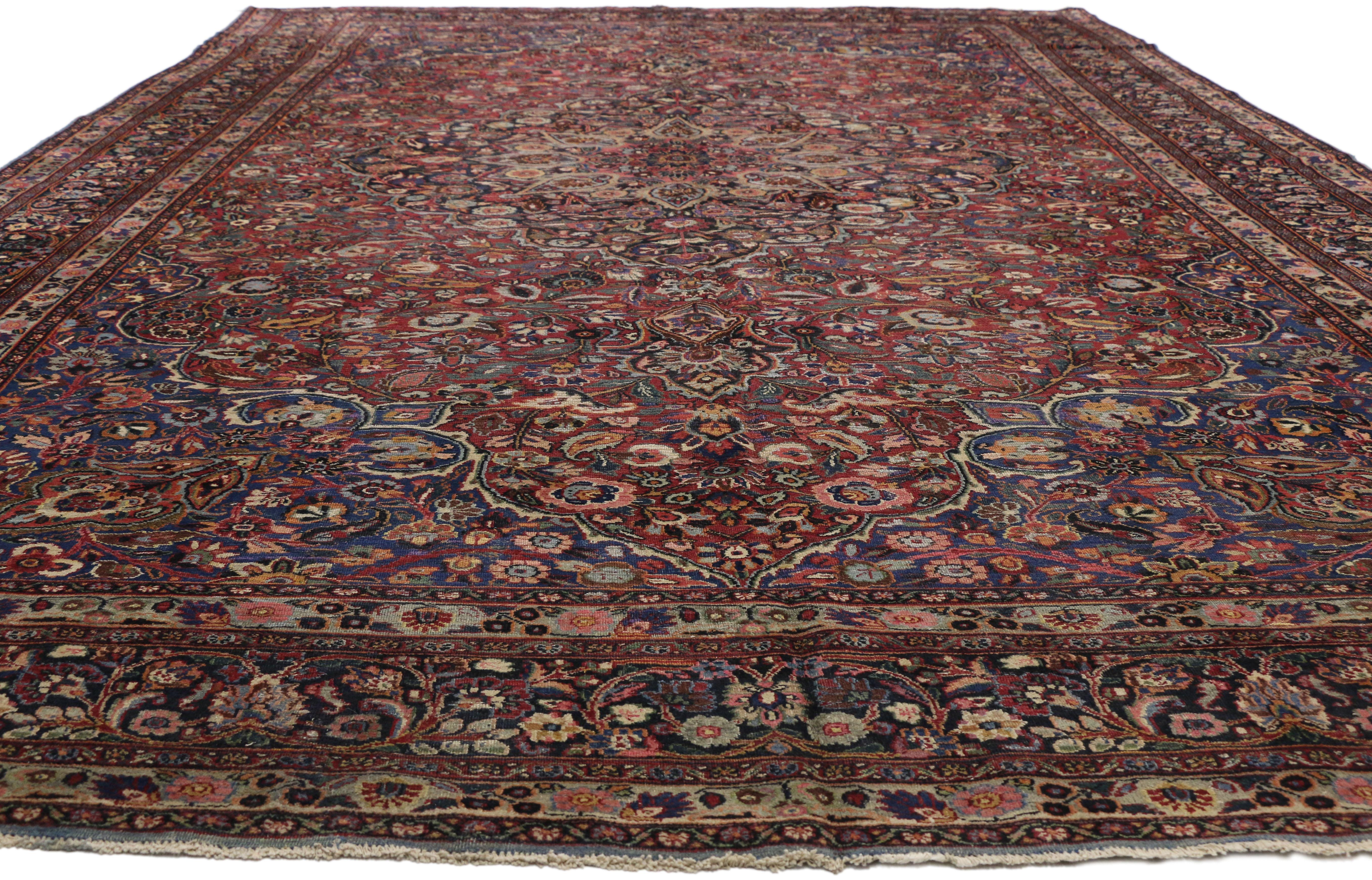 Modern Antique Persian Mashhad Rug, 10'05 X 17'02 For Sale