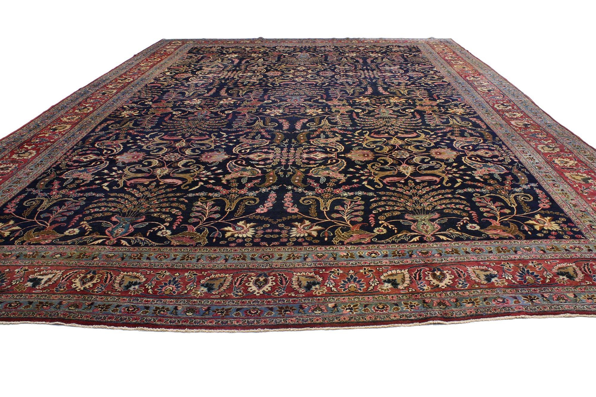 Sarouk Farahan Antique Persian Mashhad Room Size Rug 