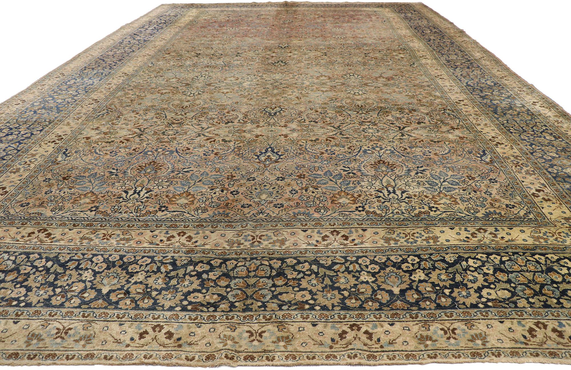 Art Nouveau Oversized Antique Persian Mashhad Rug, Hotel Lobby Size Carpet For Sale