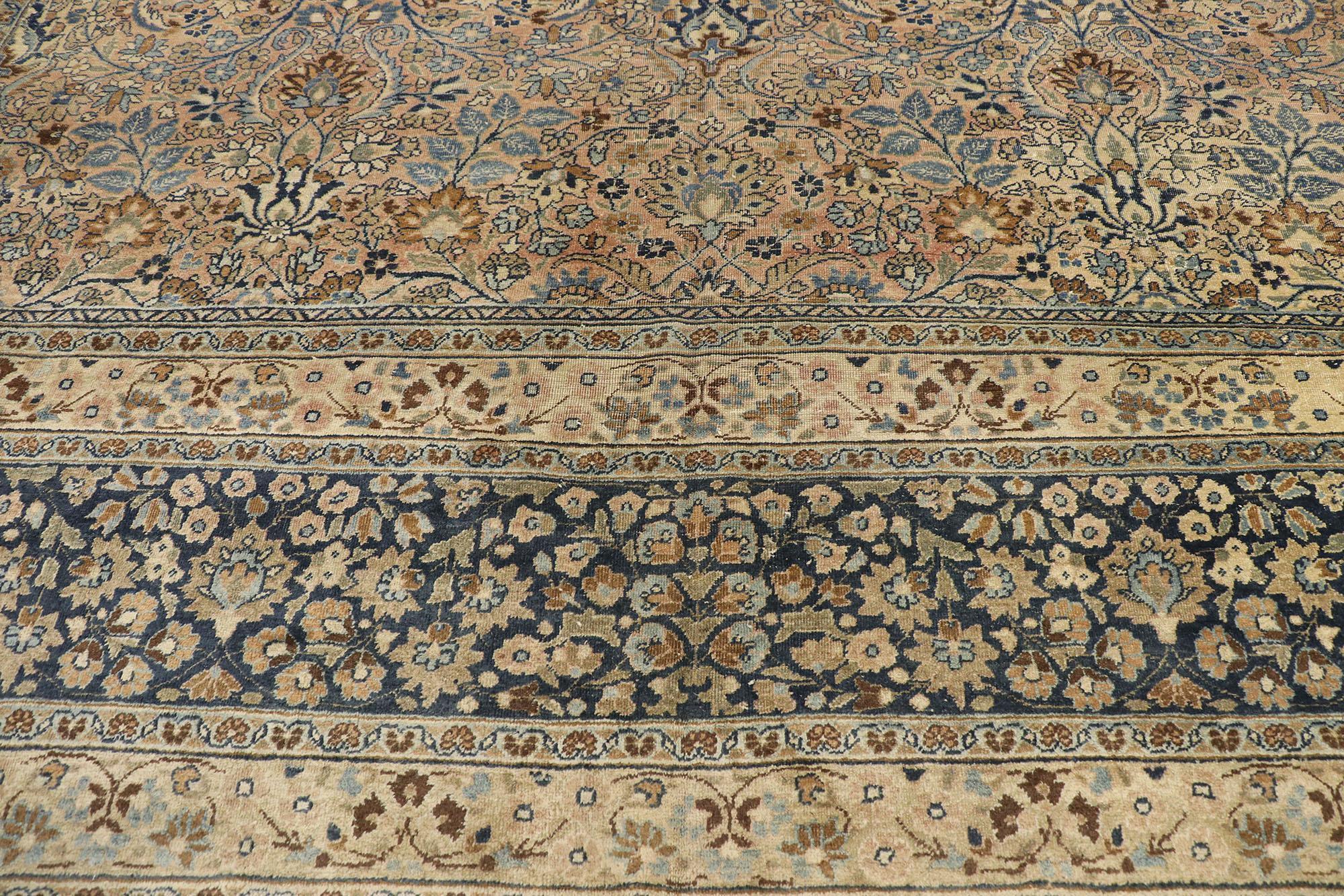 Hand-Knotted Oversized Antique Persian Mashhad Rug, Hotel Lobby Size Carpet For Sale