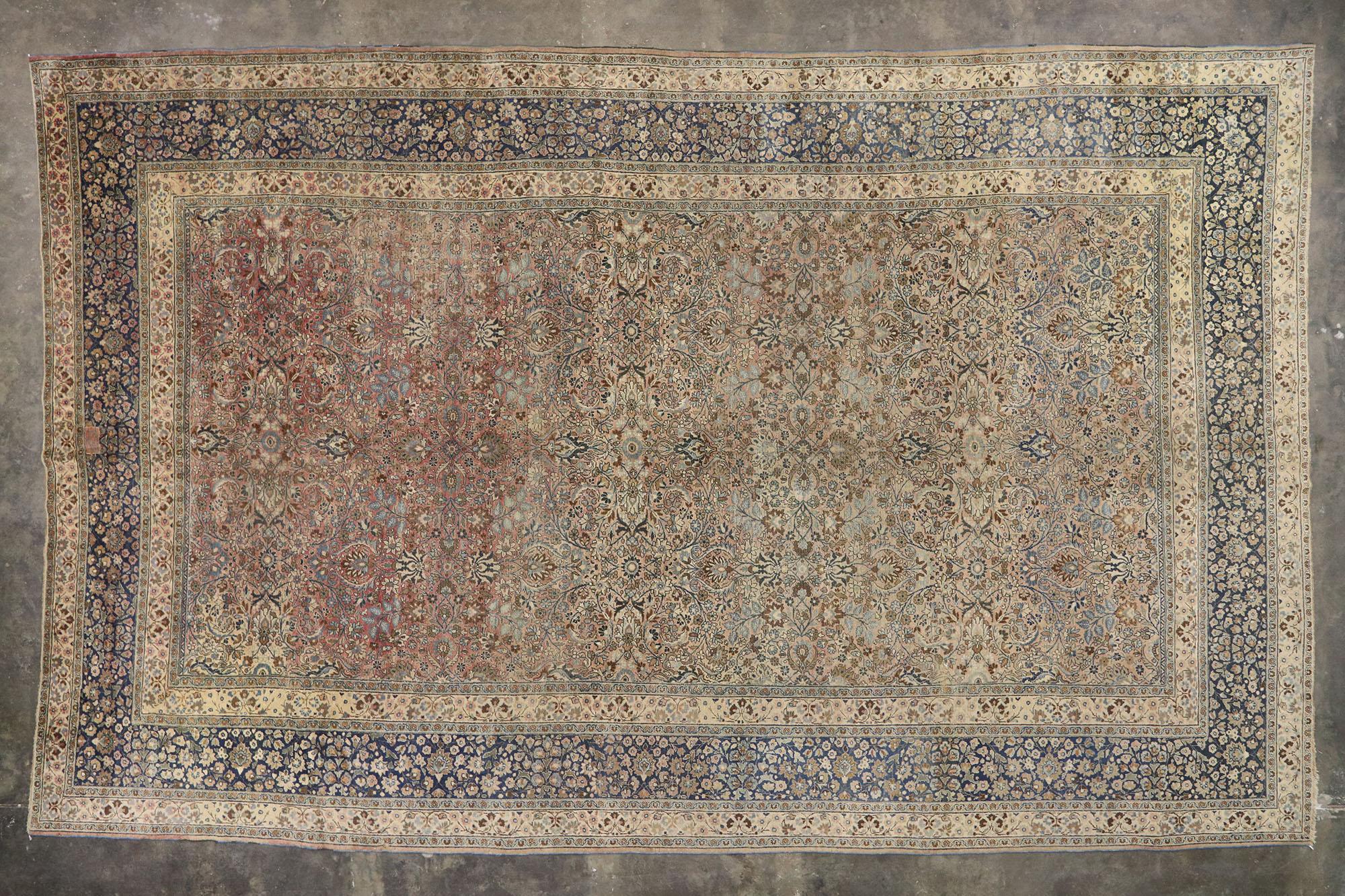 Oversized Antique Persian Mashhad Rug, Hotel Lobby Size Carpet For Sale 1