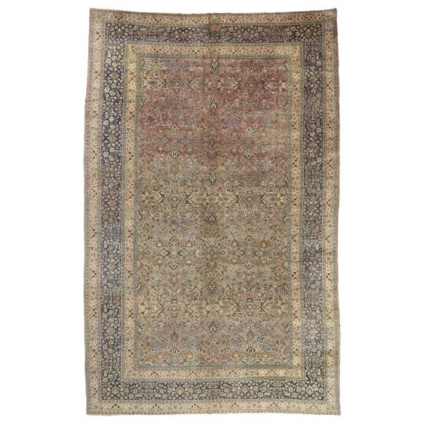 Antique Persian Mashhad Palace Hotel Lobby Size Rug For Sale at 1stDibs