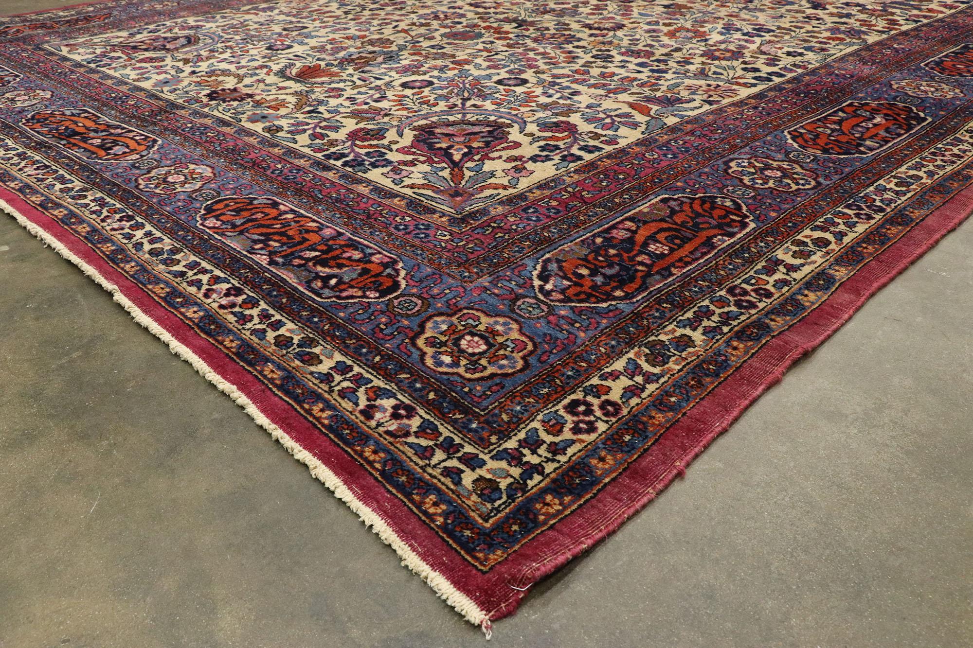 19th Century Antique Persian Mashhad Palace Size Rug with Venetian Ottoman Style For Sale