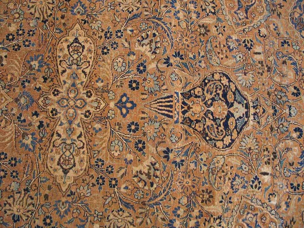 Laine Tapis persan ancien Mashhad de 13' 4
