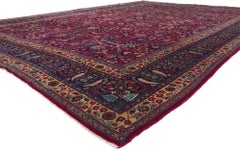 Antique Persian Mashhad Rug, Refined Elegance Meets Beguiling Decadence