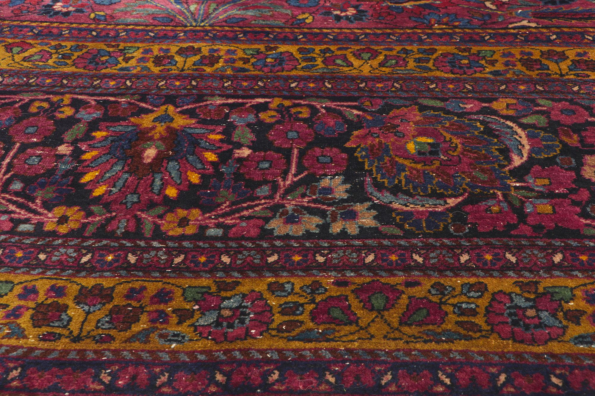 Wool Antique Persian Mashhad Rug For Sale