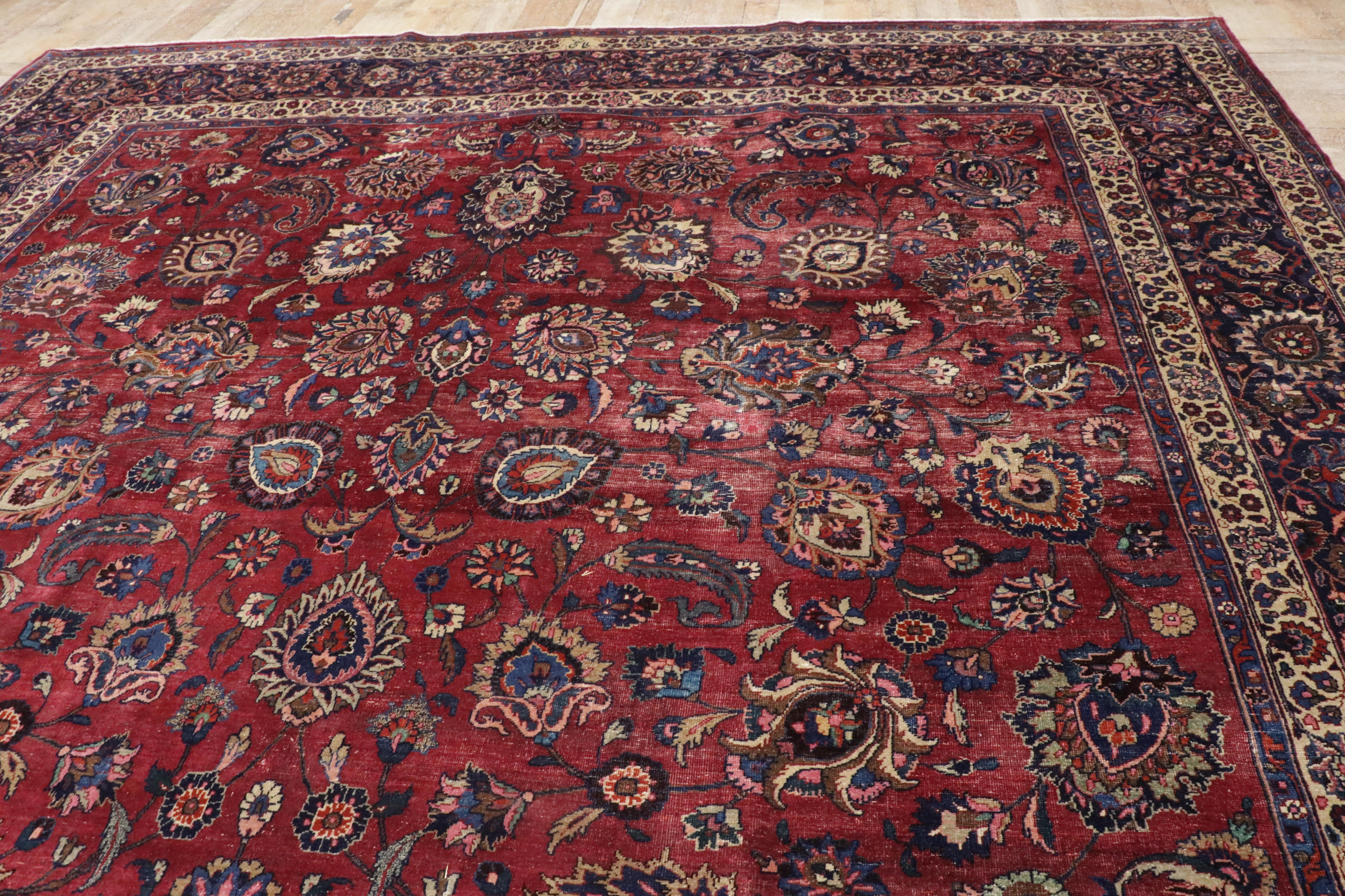 Antiker persischer Mashhad-Teppich in Hotel-Lobby-Größe im Angebot 2