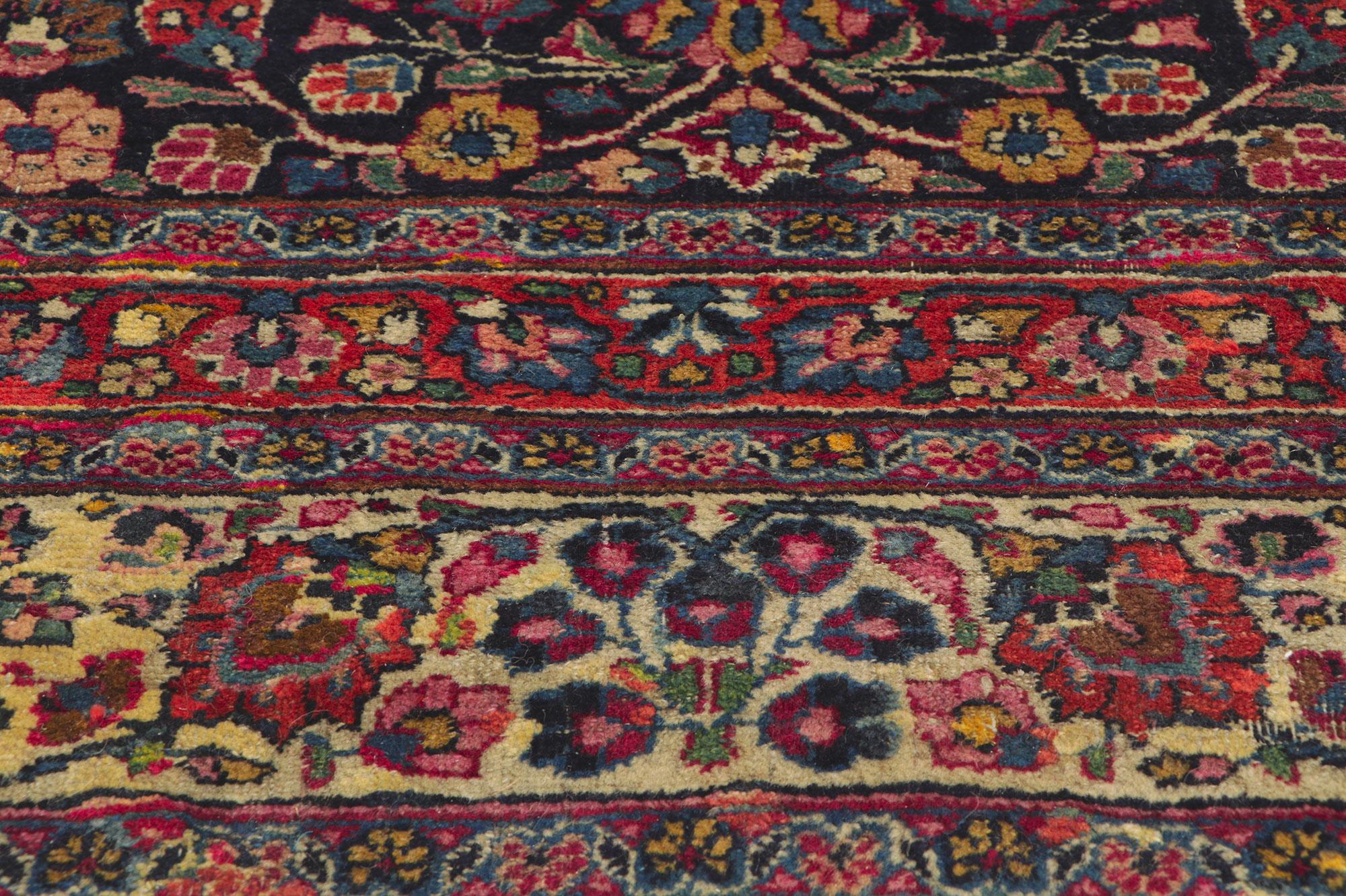 Wool Antique Persian Mashhad Rug Hotel Lobby Size Carpet For Sale