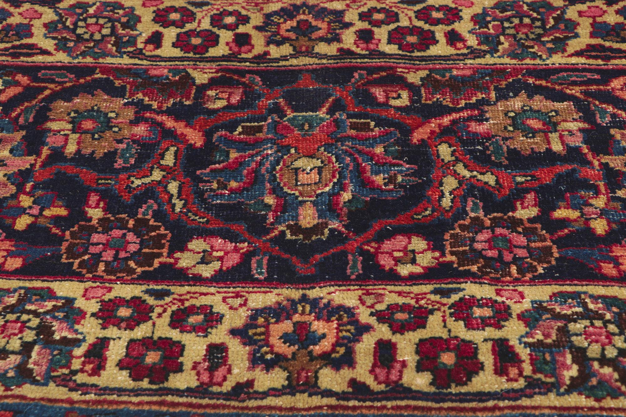 Wool Antique Persian Mashhad Rug Hotel Lobby Size Carpet For Sale