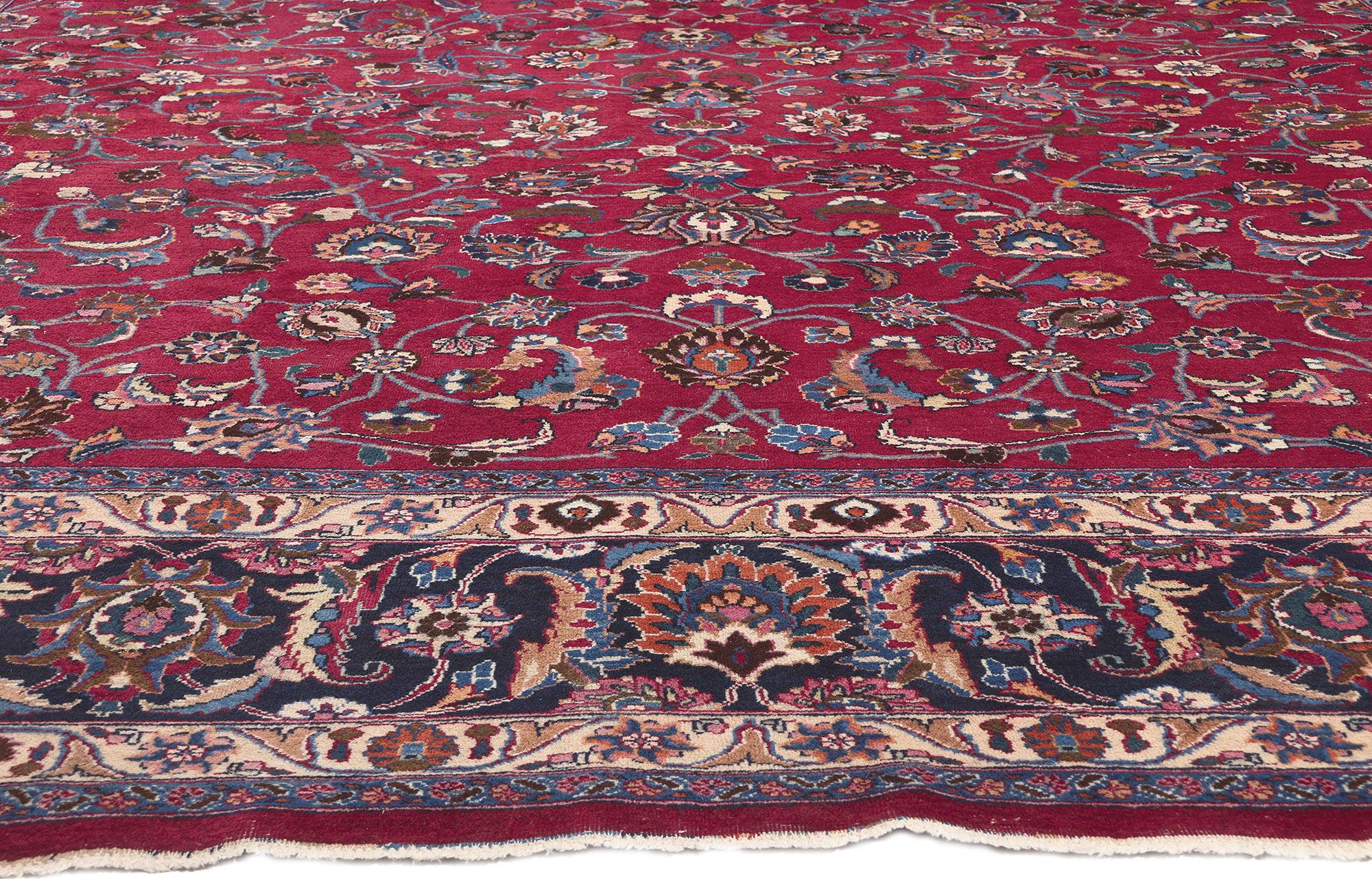 Hand-Knotted Antique Persian Mashhad Rug, Refined Elegance Meets Stately Decadence For Sale